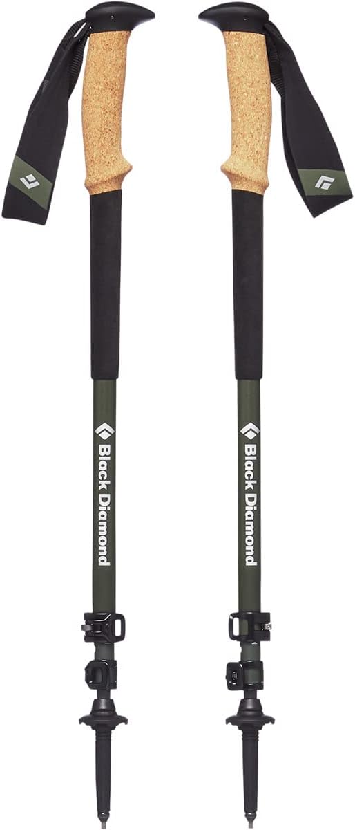 BLACK DIAMOND Alpine Carbon Cork Trekking Poles (Pair) | Ultralight Carbon Fiber | Natural Cork Grips | FlickLock Adjustability for Hiking & Mountaineering | Tundra