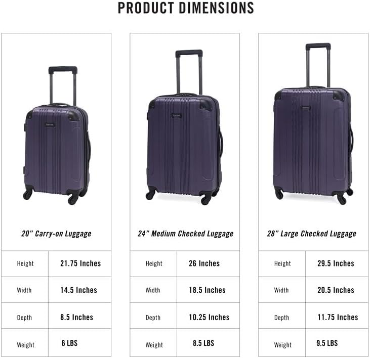 Kenneth Cole REACTION Out of Bounds Lightweight Hardshell 4-Wheel Spinner Luggage, Smokey Purple, 20-Inch Carry On