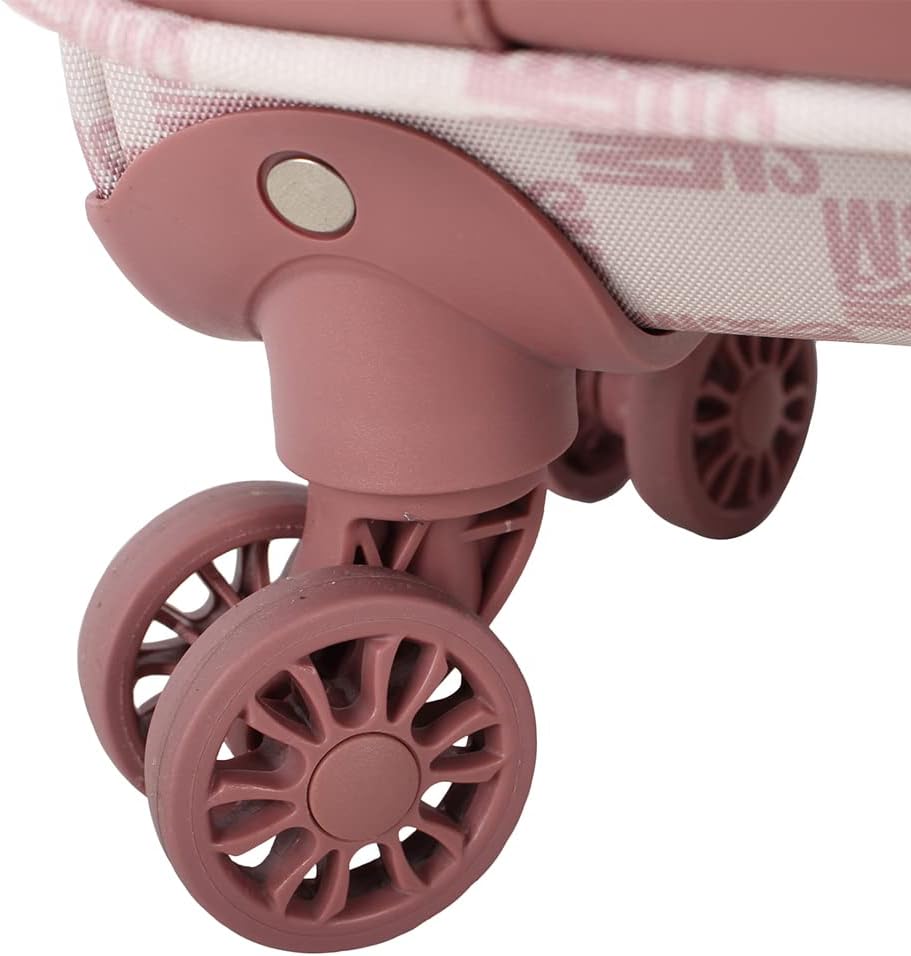 Steve Madden Designer Luggage Collection - Lightweight 24 Inch Expandable Softside Suitcase - Mid-size Rolling 4-Spinner Wheels Checked Bag (Chalet Pink, 24in)