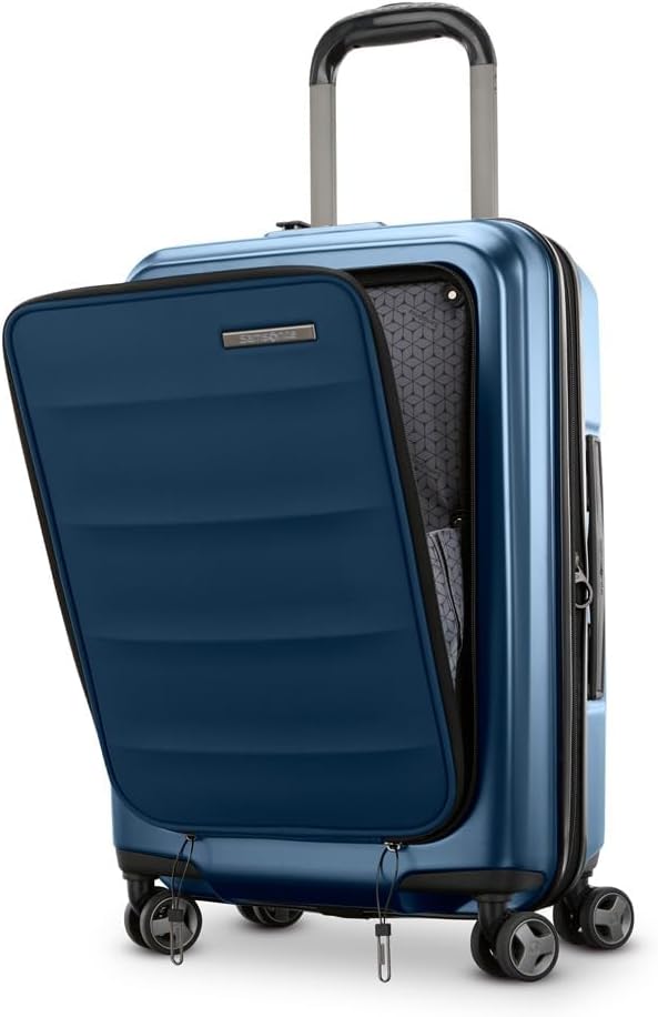 Samsonite Carry-On Pro Front Pocket Hardside Expandable 21-Inch Octiv Luggage: Durable & Impact Resistant, 360° Aero Trac Spinner Wheels, Adjustable Telescopic Handle, TSA Approved Lock - Blue