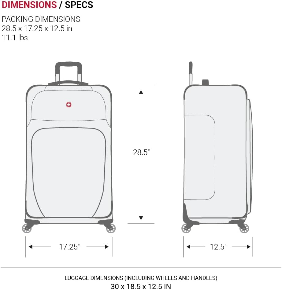 SwissGear Sion Softside Expandable Luggage with Spinner Wheels, Evergreen, Checked-Large 29-Inch