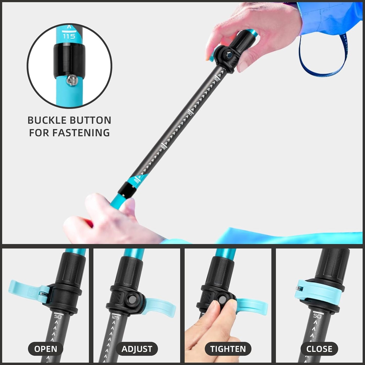 Trekking Poles, Collapsible Hiking Poles,Lightweight and Compact Walking Sticks with Adjustable Height for Men and Women