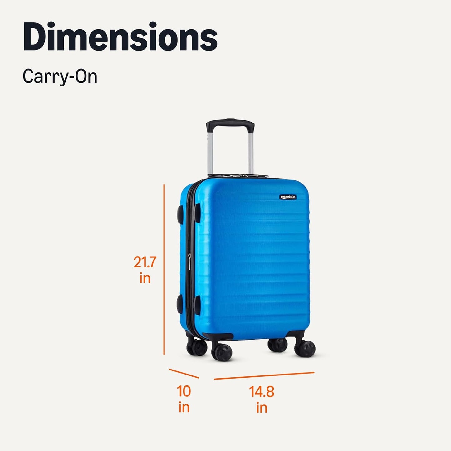 Amazon Basics 21" Hardside Carry-On Luggage, Hardshell Suitcase With Wheels, Expandable For Up to 25% More Space, With Scratch-Resistant Surface, Four Multi-directional Wheels, Light Blue