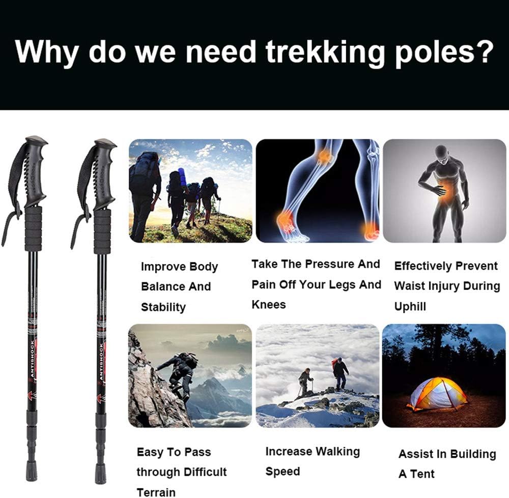 Aihoye Hiking Trekking Poles, 2 Pack Collapsible, Lightweight, Anti Shock, Walking Sticks, Adjustable Hiking Pole for Men and Women