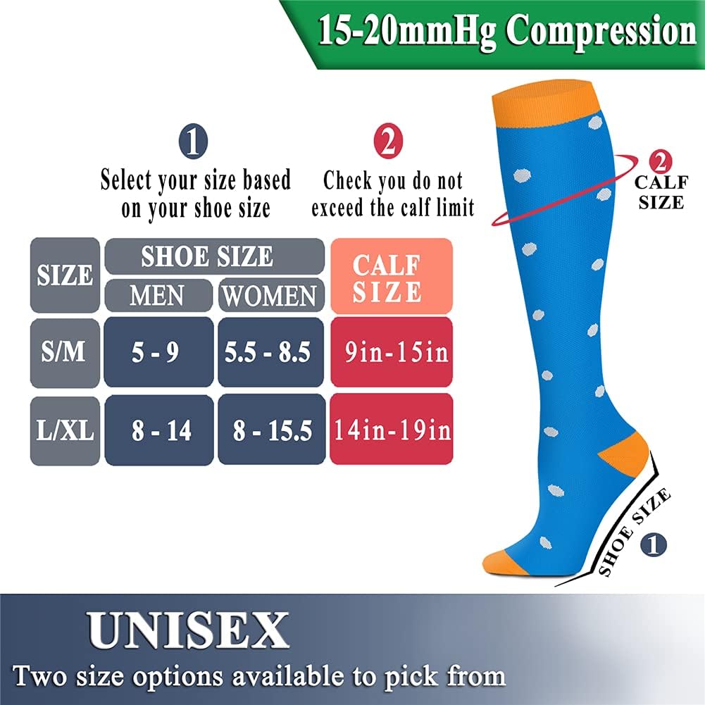 QUXIANG Copper Compression Socks for Women & Men Circulation (8 Pairs) - Best for Running Athletic Cycling - 15-20 mmHg