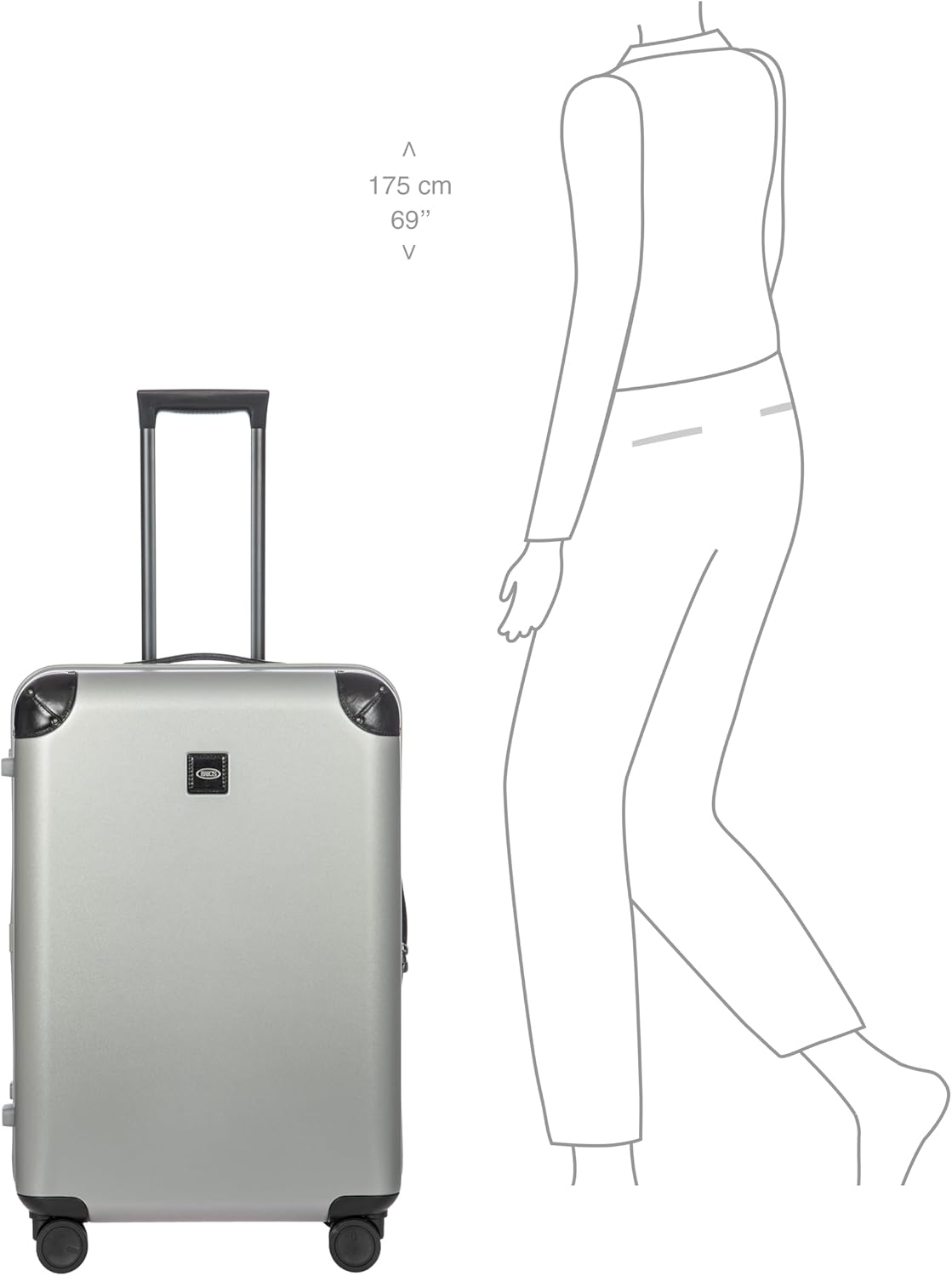 Bric's Amalfi Suitcase, Lightweight Expandable Hard Shell Luggage with Smooth 360° Wheels and TSA Lock 27" - Silver