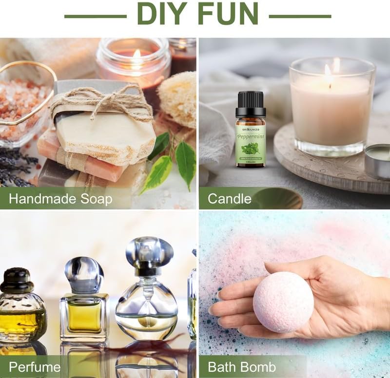 Sedbuwza 3 Pack Lavender Peppermint Chamomile Essential Oil 100% Pure and Natural Aromatherapy Gift Oils for Massage, Diffuser, Soaps, Candle