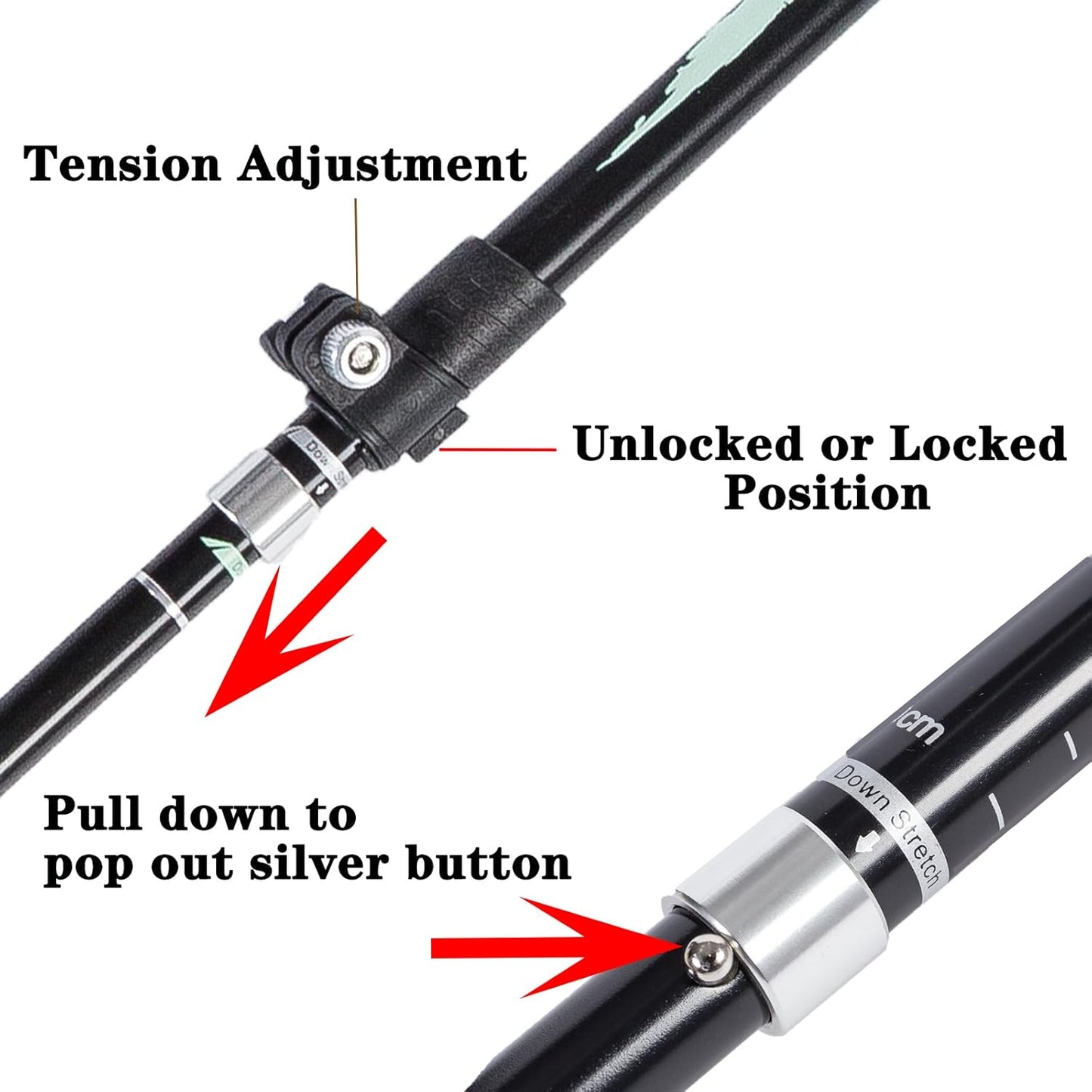 Single Trekking Pole | 7075 Aluminum Anti-Shock, Ultralight, Adjustable & Collapsible Hiking Stick