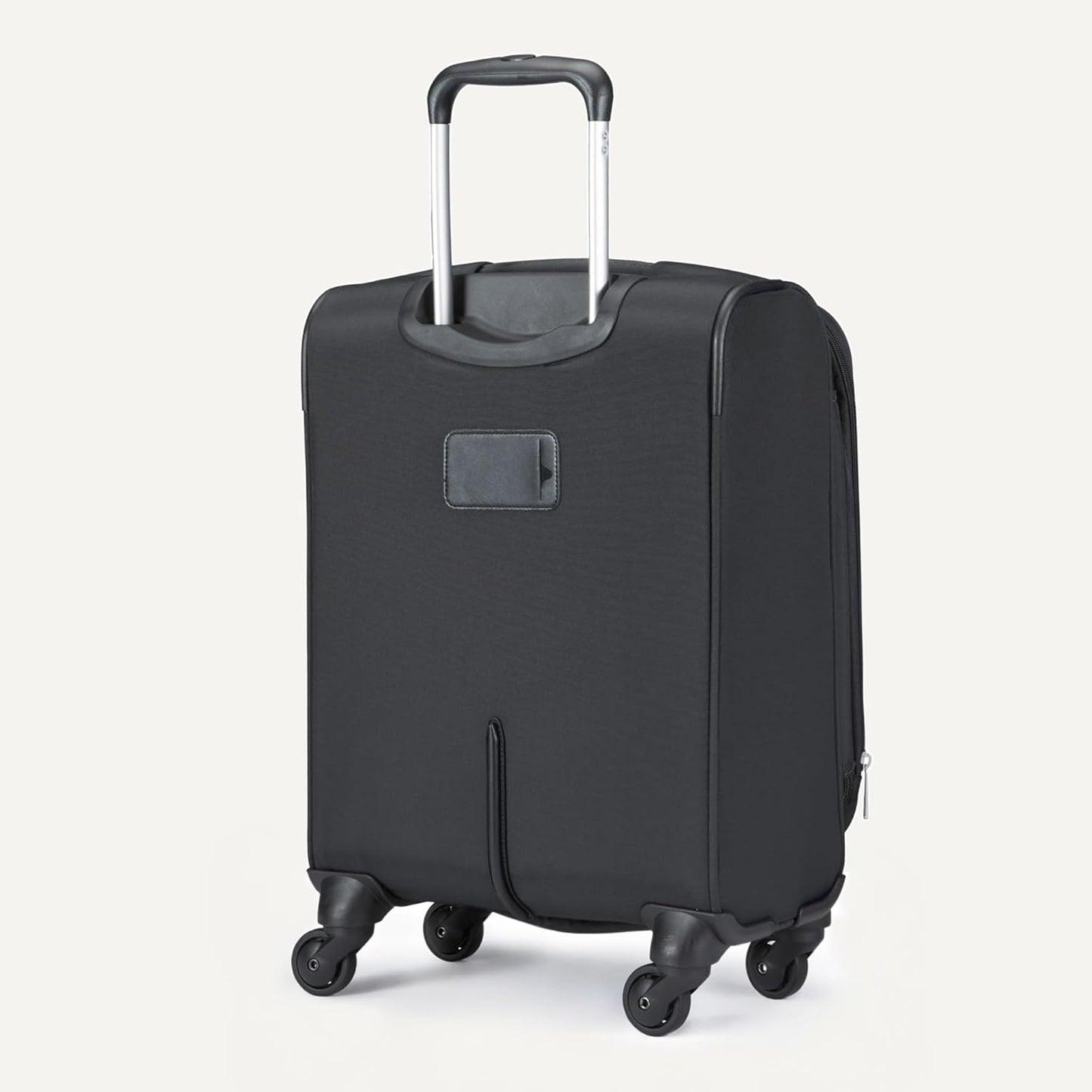 Amazon Basics Luggage, 18" Medium Carry-On Softside Suitcase With Wheels, With Four 360-Degree Multi-directional Spinner Wheels, Expandable Space, ZipperedPocket and Straps, Telescopic Handle, Black
