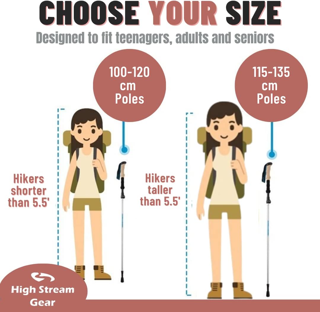 Walking Sticks for Men & Women - 14.5" Foldable Hiking Poles for Backpacking, Exercising and Traveling, Set of 2 Aluminum Nordic Collapsible Trekking Poles