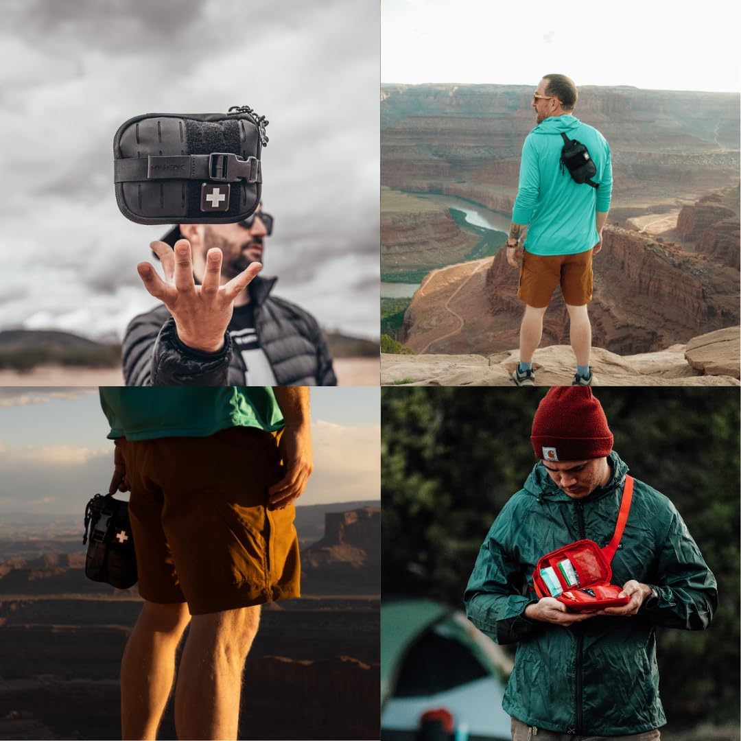 My Medic Sidekick Pro - Camping Hiking and Backpacking First Aid Kit - 70 Items with Tourniquet - HSA and FSA Eligible - Small Ifak Great for Travel or Motorcycle - Portable Emergency Kit – Black