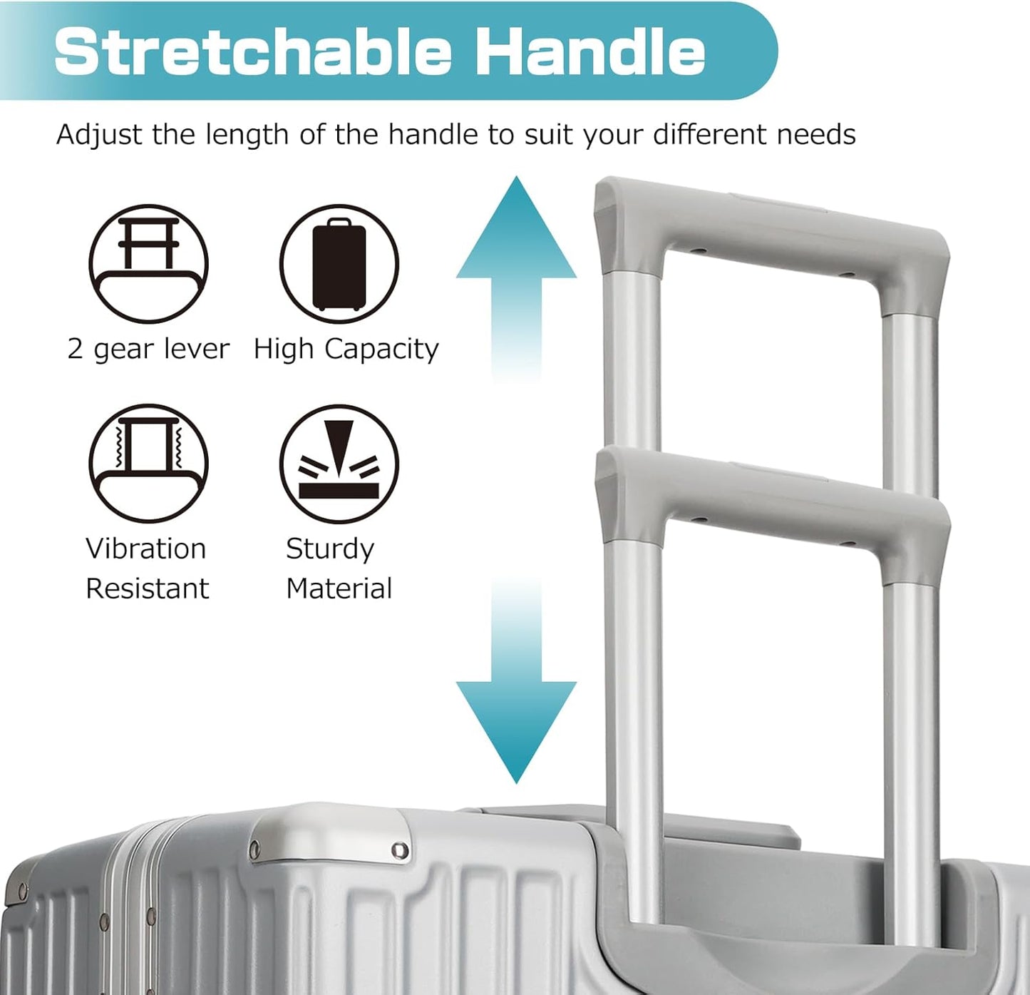 AnyZip Luggage Aluminium Frame Suitcase Hard Shell TSA Lock No Zipper 28In Silver