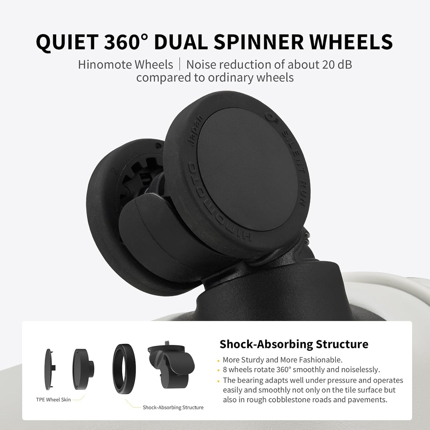 OIWAS 20 Inch Carry On Luggage, Front Pocket Carryon Suitcase with Phone Holder & Cup Holder, Airline Approved Hardshell Luggage with Double TSA Lock, USB Port, One-Click Brake, White