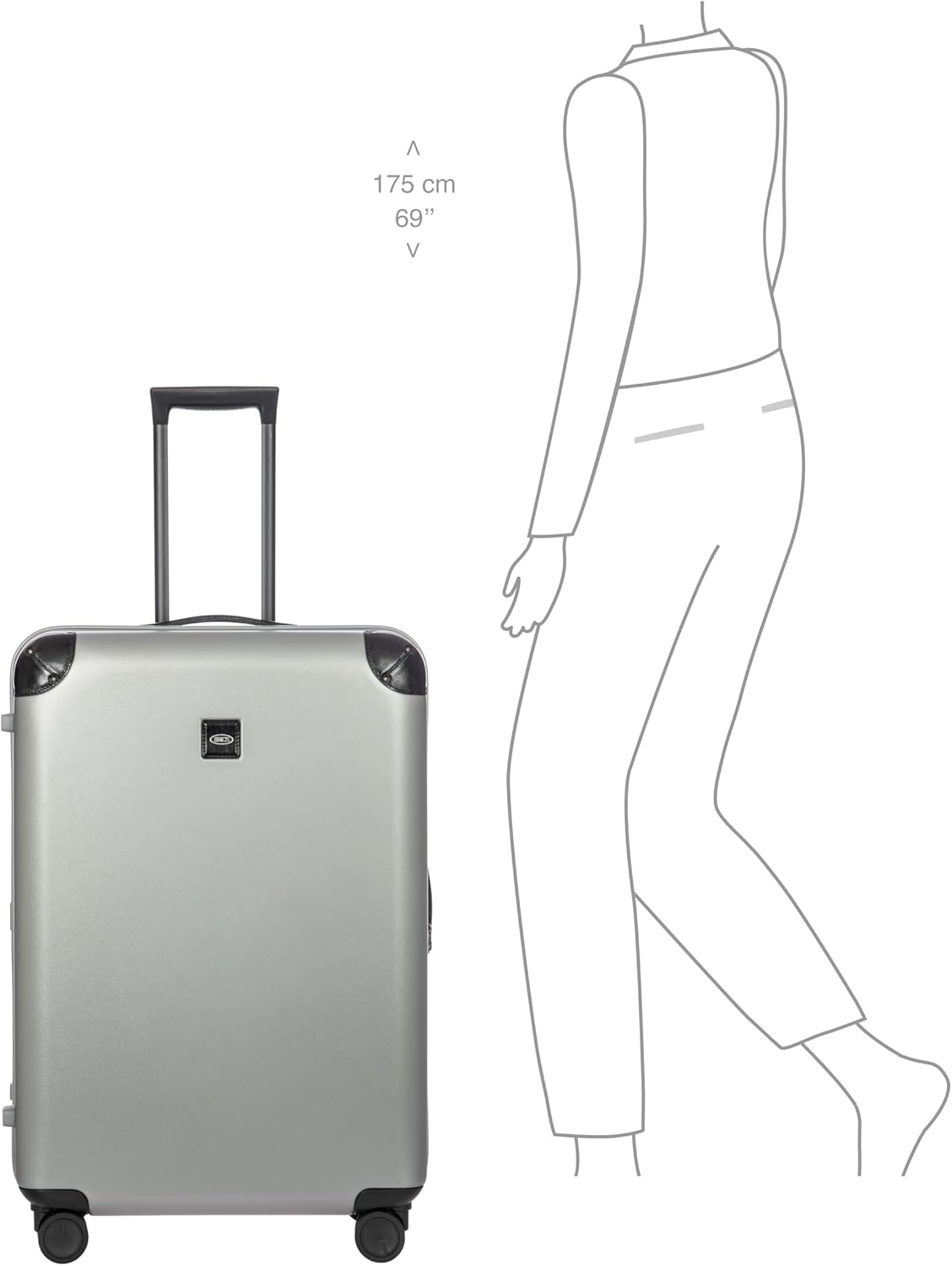 Bric's Amalfi Suitcase, Lightweight Expandable Hard Shell Luggage with Smooth 360° Wheels and TSA Lock 30" - Silver