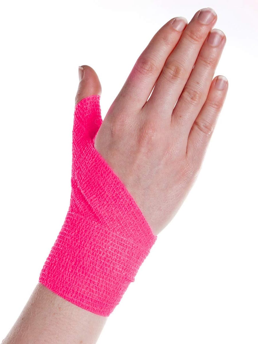 RISEN Cohesive Bandage 2” x 5 Yards, 6 Rolls, Self Adherent Wrap Medical Tape, Adhesive Flexible Breathable First Aid Gauze Ideal for Stretch Athletic