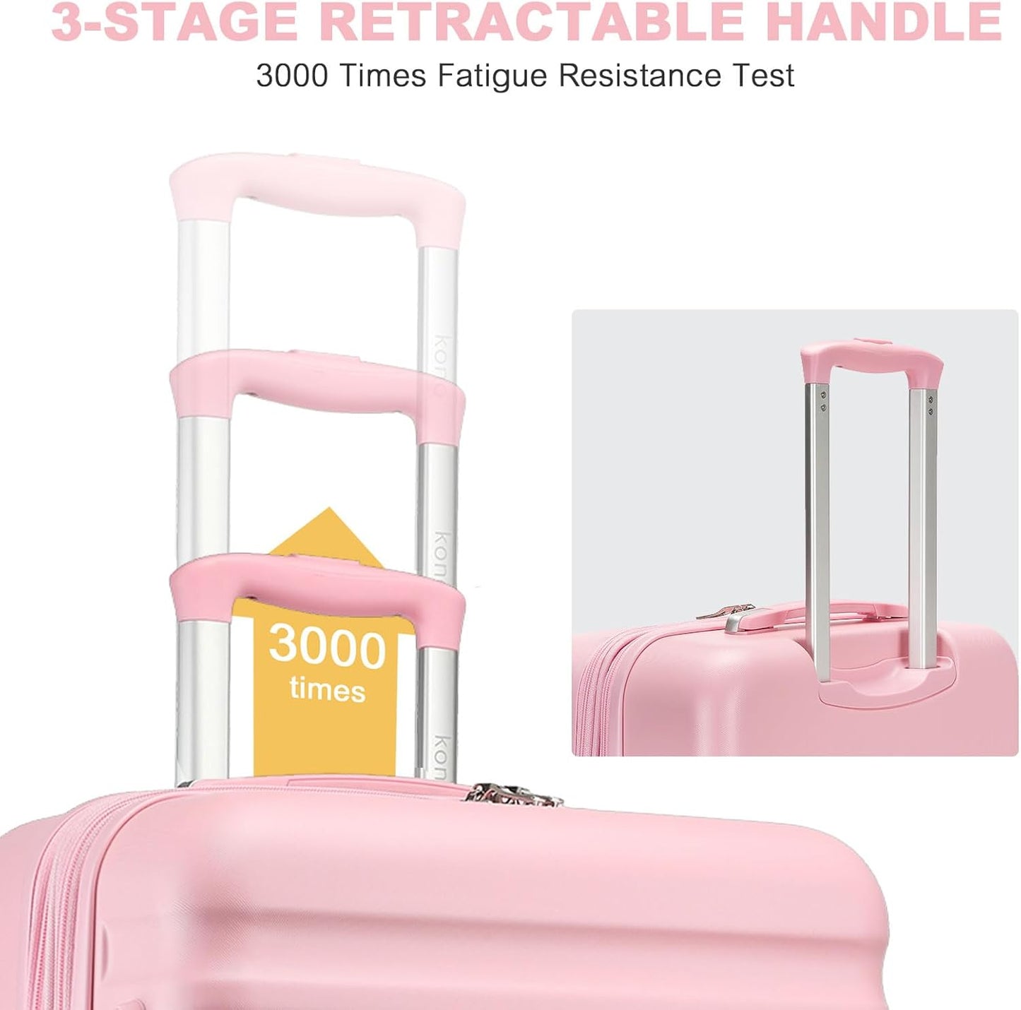 Kono Airline Approved Carry On Luggage, 22x14x9 inches, with TSA Lock, 20 Inch Expandable Lightweight Hardshell Suitcase (Pink, Suitable for 1-3 Days of Travel)