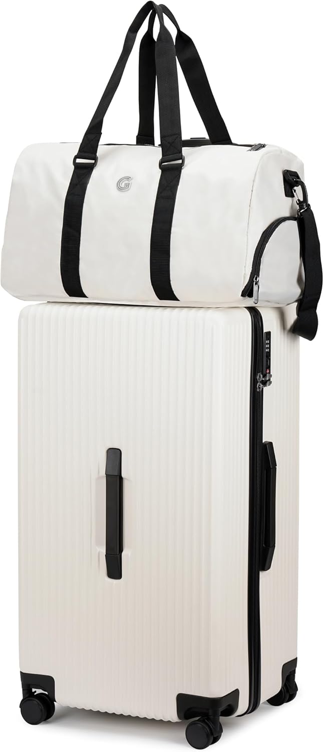 PRIMICIA ginzatravel Suitcase, 28 inch suitcase with wheel & Travel Bag & Suitcase Strap, Scratch resistant texture Lightweight PC material, TSA lock (Star Silver (combination))