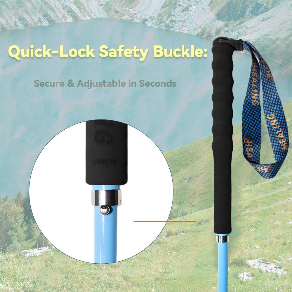 Carbon Fiber Trekking Poles 2-Pack - Ultra Lightweight 10oz, Collapsible 3-Piece Folding Design with Anti-Shock, Moisture-Wicking Cork Grips for Hiking, Mountaineering