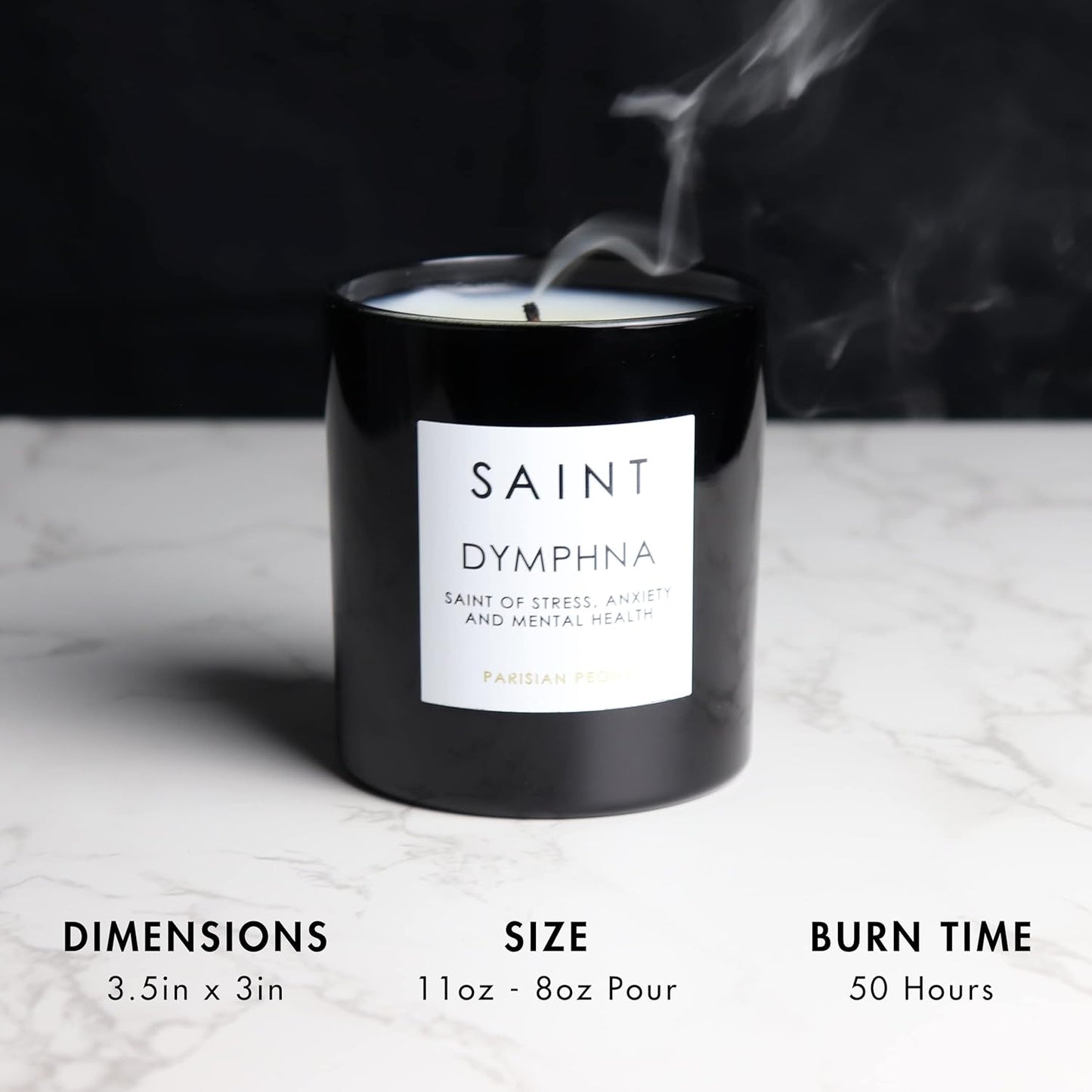SAINT Dymphna Scented Candle with Prayer and Prayer Coin, Saint of Stress, Anxiety, and Mental Health, Soy Coconut Aromatherapy Candle with 50 Hour Burn Time