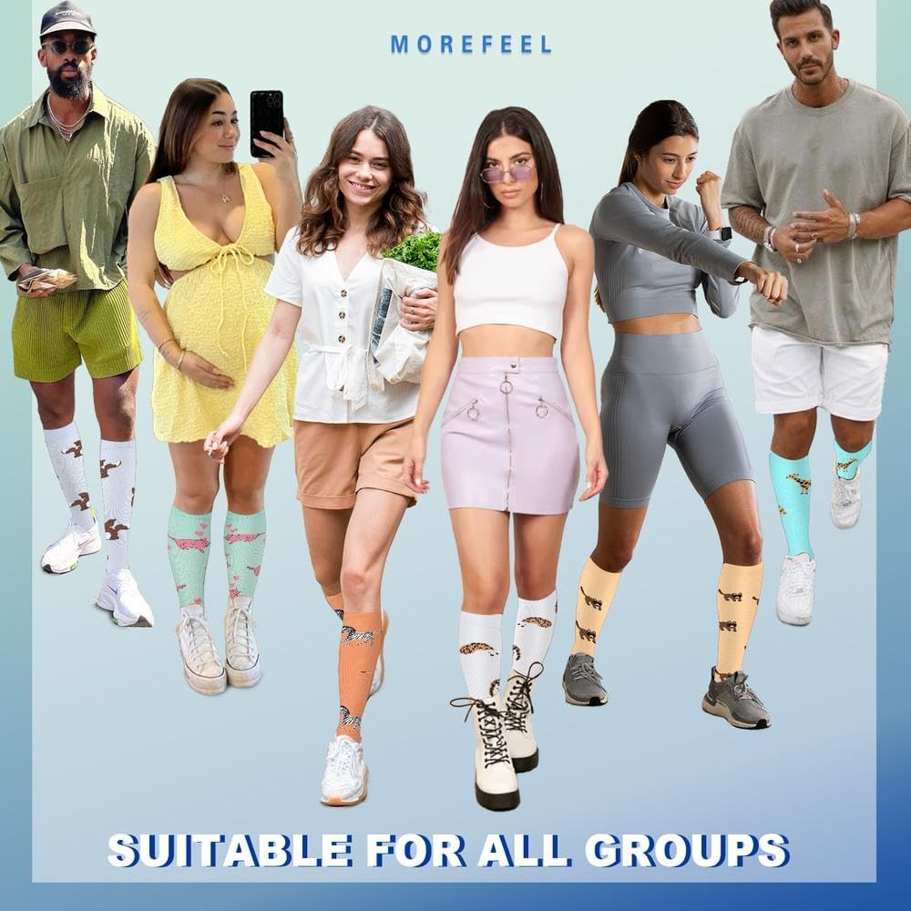 Graduated Compression Socks for Women&Men 20-30mmhg Knee High Socks Travel Hiking Running Stocking