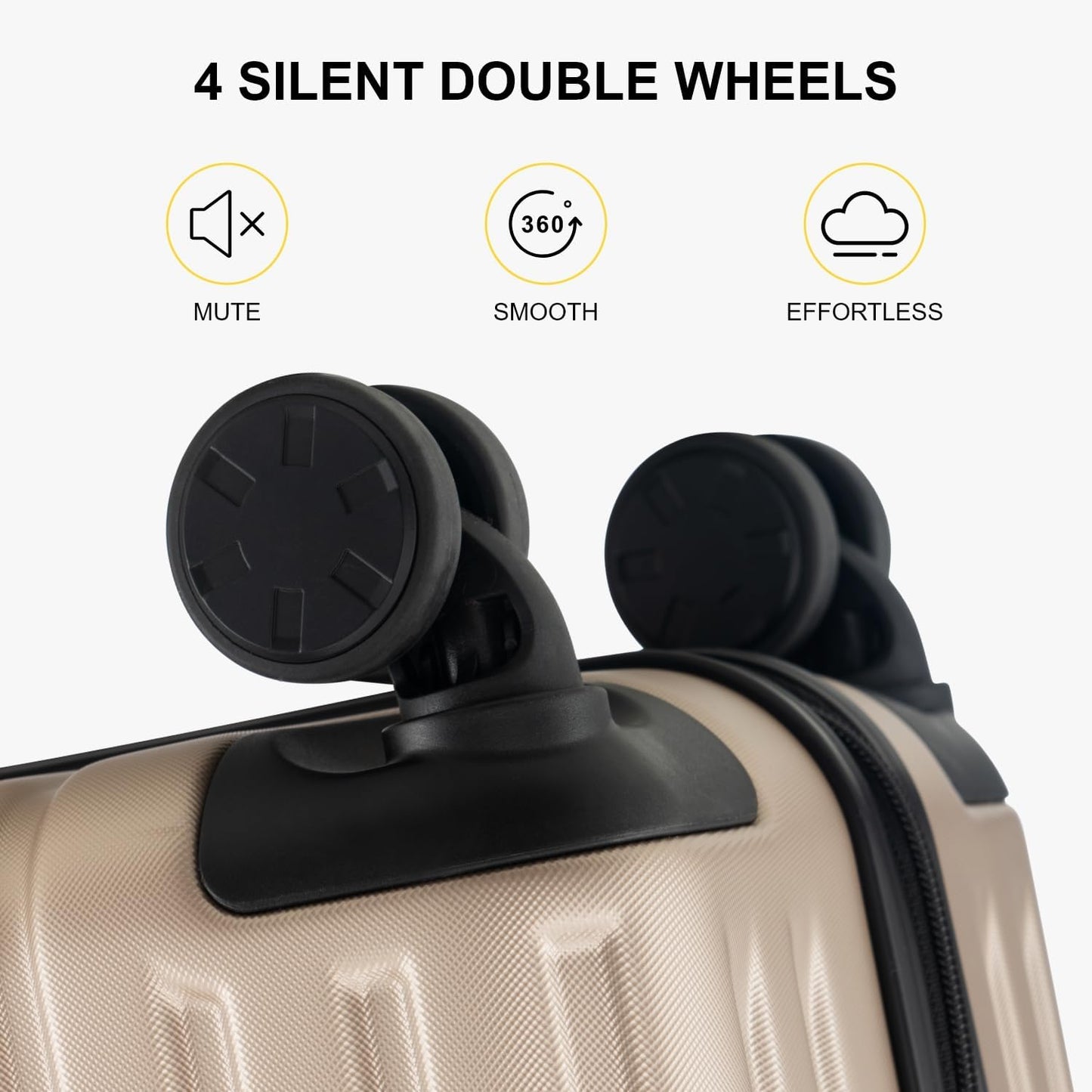 LEVEL8 Grace Carry on Luggage with Front Compartment, 20 Inch Expandable Hardside Suitcases with Wheels, Abs+Pc Harshell Spinner Luggages with Tsa Lock, Travel Bag for Women Men, Champagne