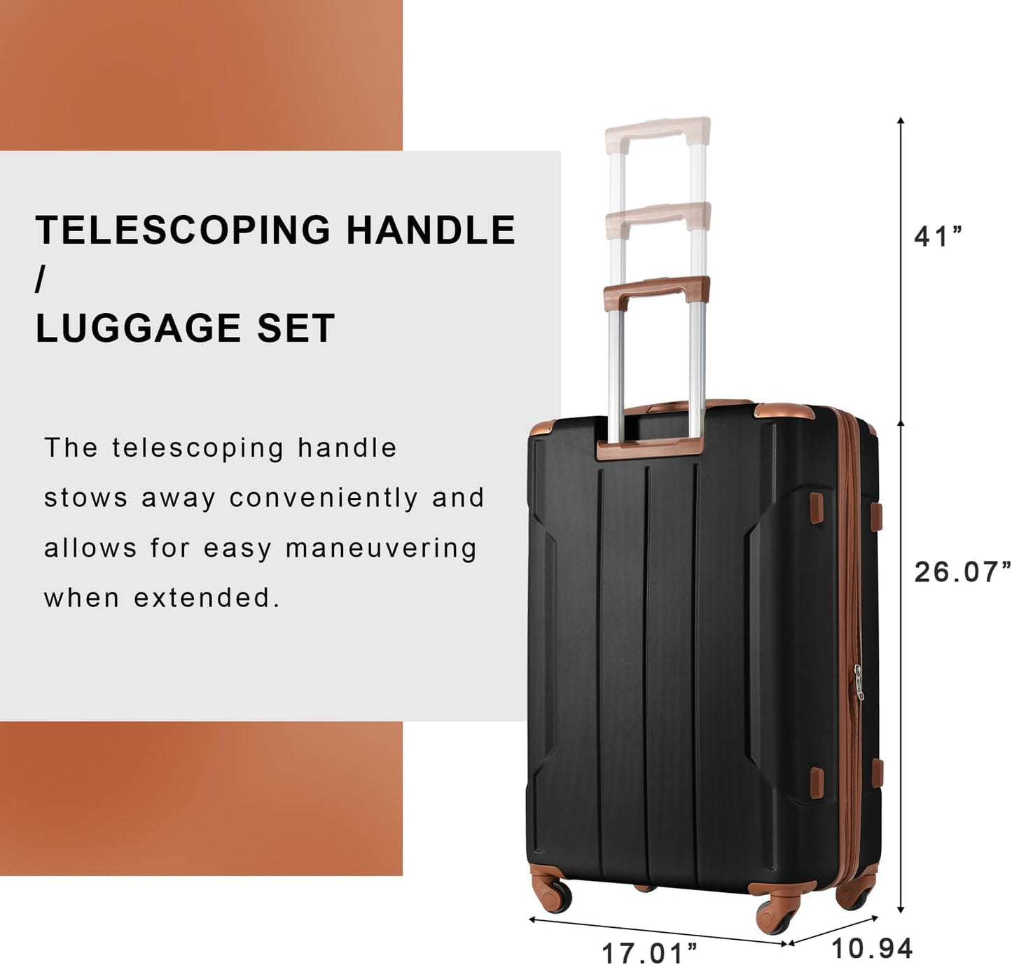 Merax 28 Inch Checked-Large Luggage with Wheels Aluminum Alloy Corner Hard Shell Suitcase TSA Luggage Suitcases for Travel Woman Men(Black Brown)