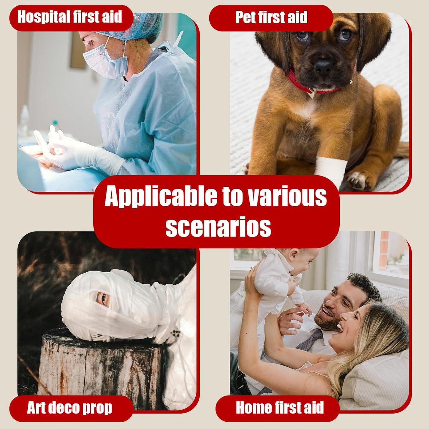 Gauze Rolls Pack of 96 – 4 ” x 4.1 yd Premium Quality Lint and Latex-Free Conforming Stretch Bandages Designed for Wound Care for Wound Dressing Support (Ideal for use as a Mummy wrap)