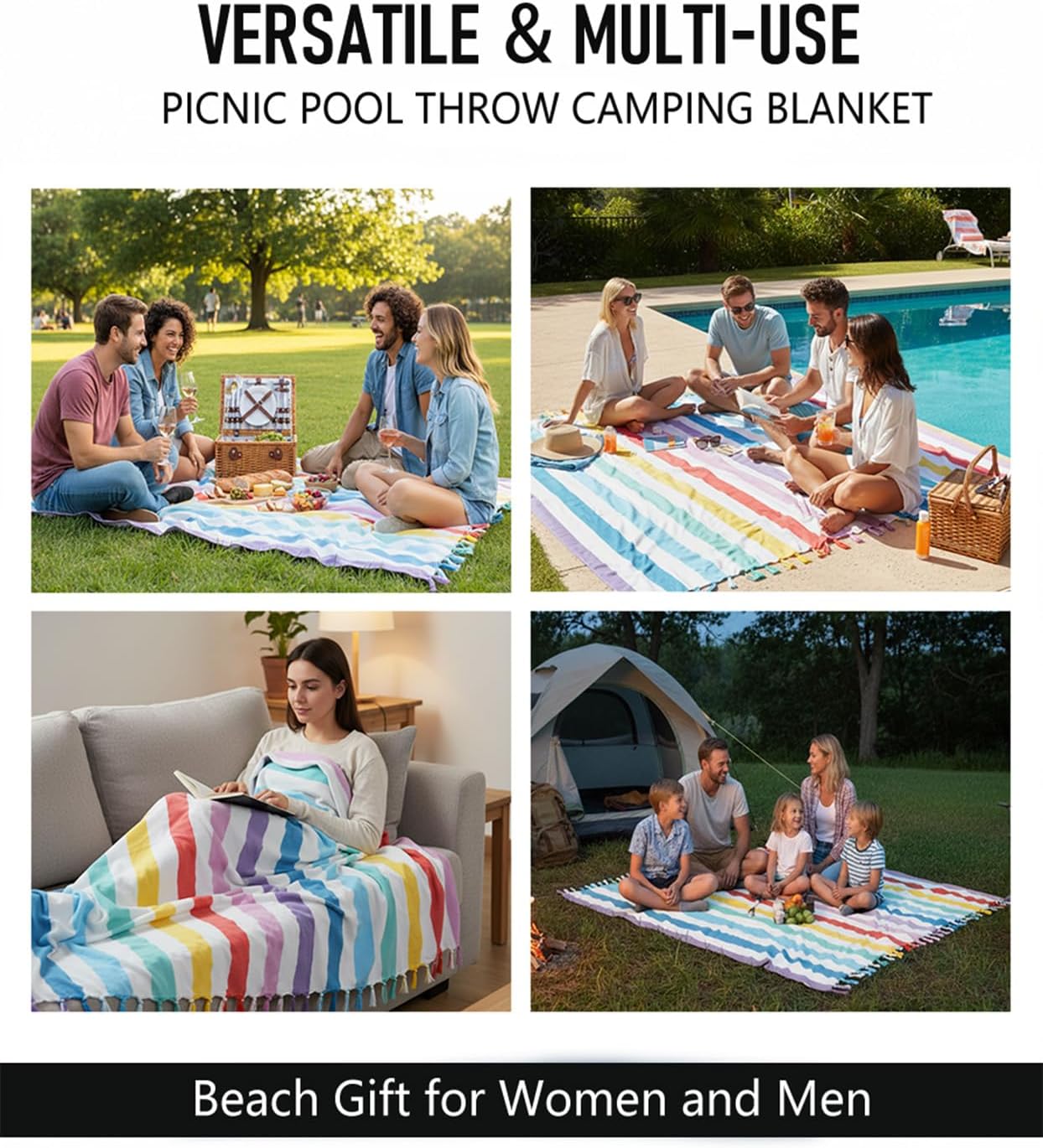 Oversized Turkish Beach Towel Blanket Cotton Giant XL Sandproof Towels Huge Linen XXL Extra Large Big Throw Quilt Blankets for Adults Cloud Travel Camping Glamping Accessories Essentials