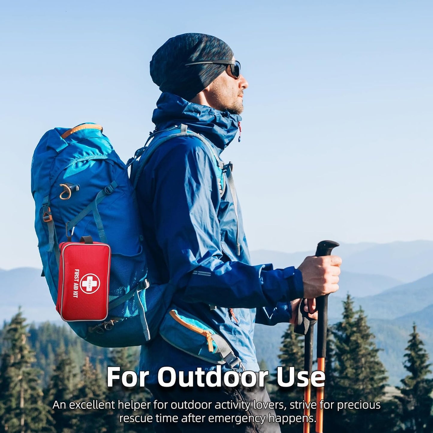 330 Piece First Aid Kit, Premium Waterproof Compact Trauma Medical Kits for Any Emergencies, Ideal for Home, Car, Travel, Camping, Hiking, Truck, Office, Sports (Red)