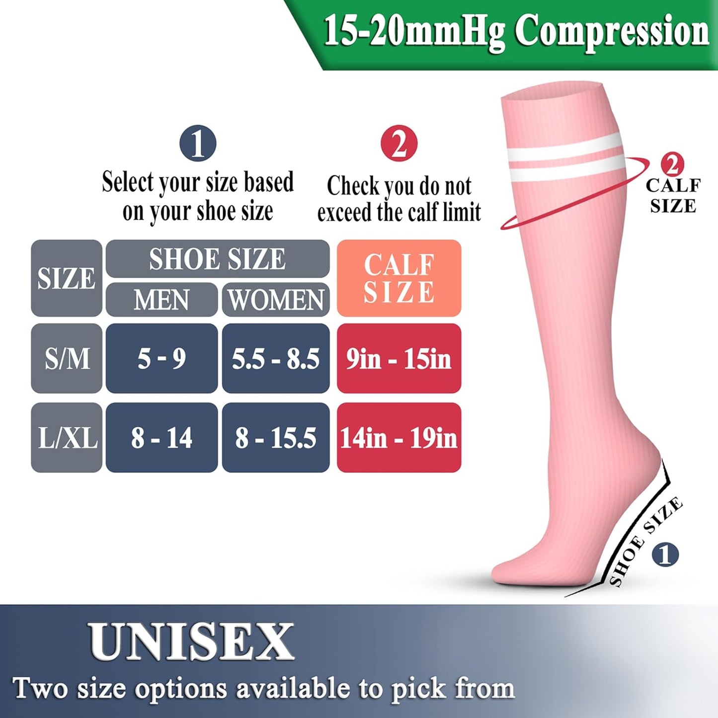 QUXIANG Copper Compression Socks for Women & Men Circulation (8 Pairs) - Best for Running Athletic Cycling - 15-20 mmHg