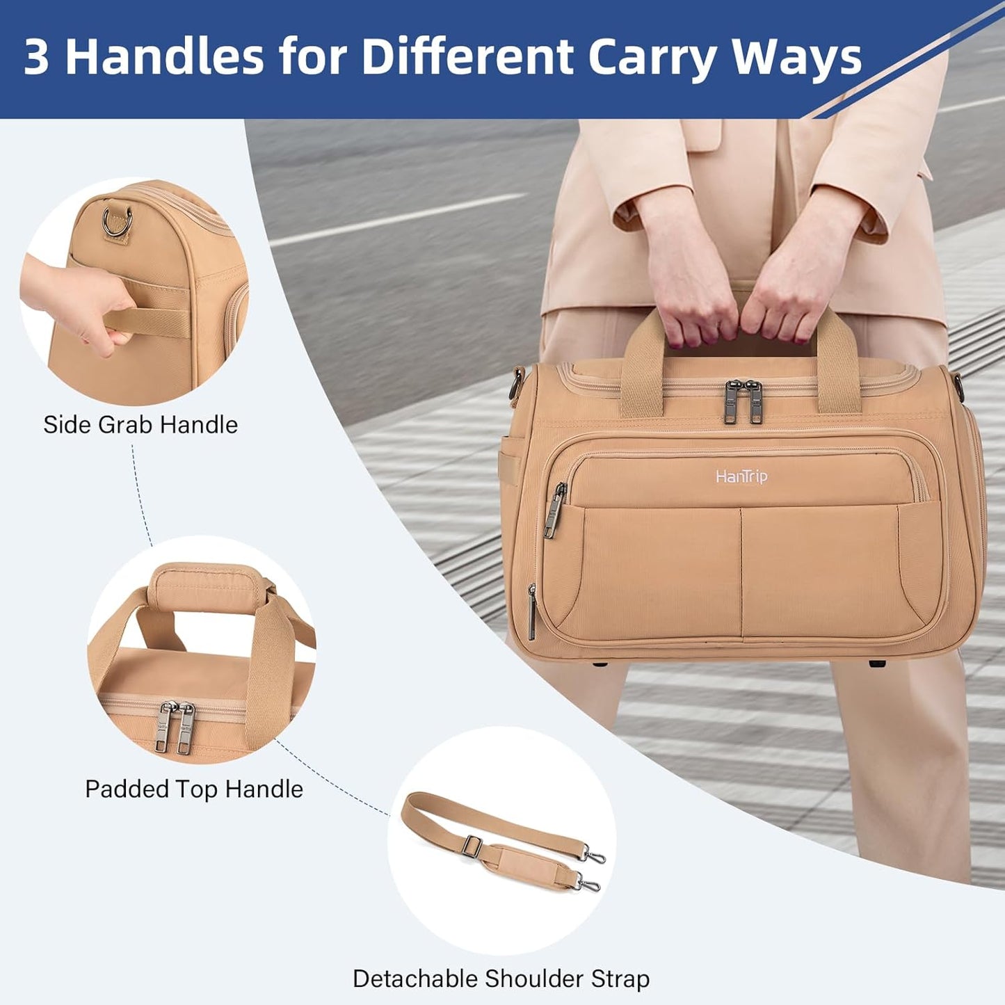 Carry on Duffel Bag Foldable Duffle Bags for Travel, Under Seat Personal Item Bags for Airplanes, Weekender Overnight Mens Travel Tote Bag for Women Small Softside Carry on Luggage (Pink)