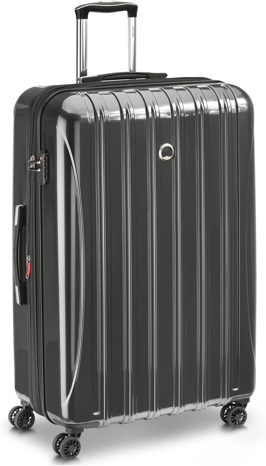 DELSEY PARIS Helium Aero Hardside Expandable Luggage with Spinner Wheels, Brushed Charcoal, Checked-Large 28 Inch
