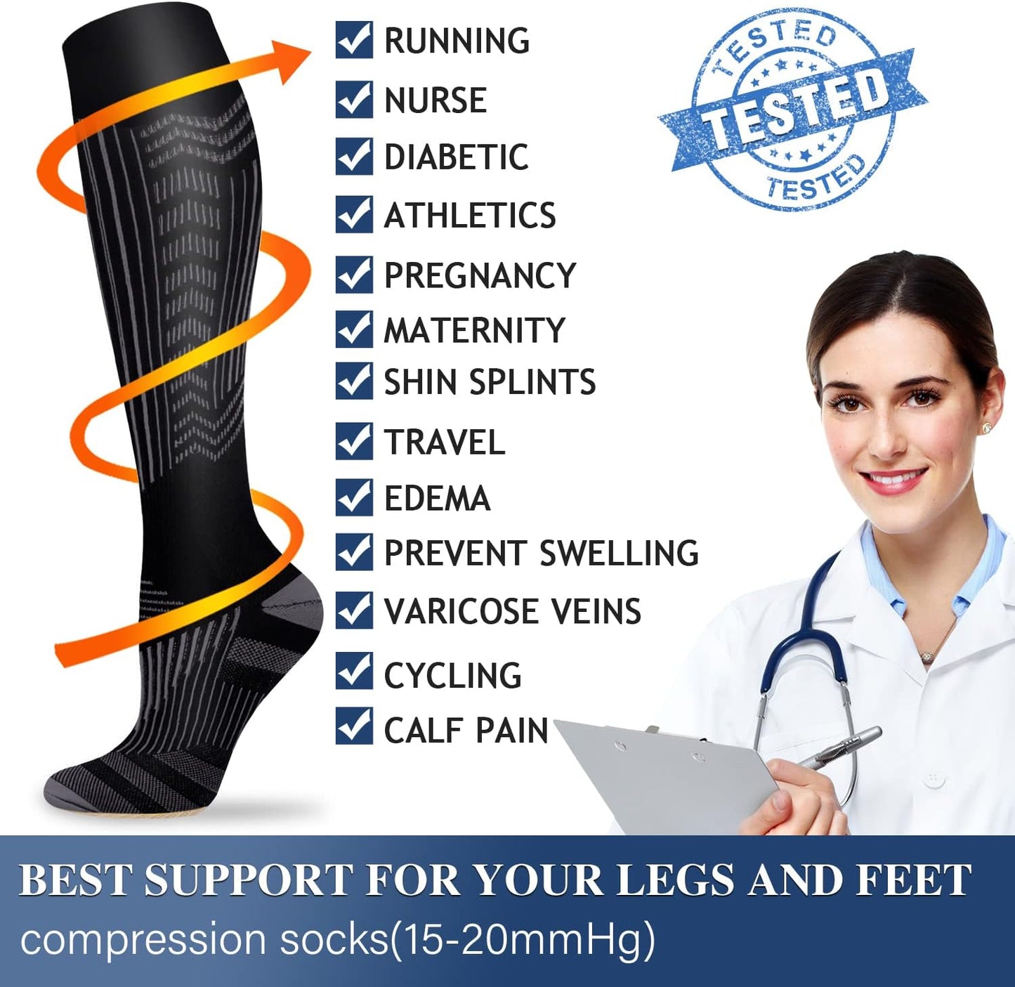 Compression Socks for Women and Men Circulation (3 Pairs) is Best Support for Running Athletic Cycling Hiking