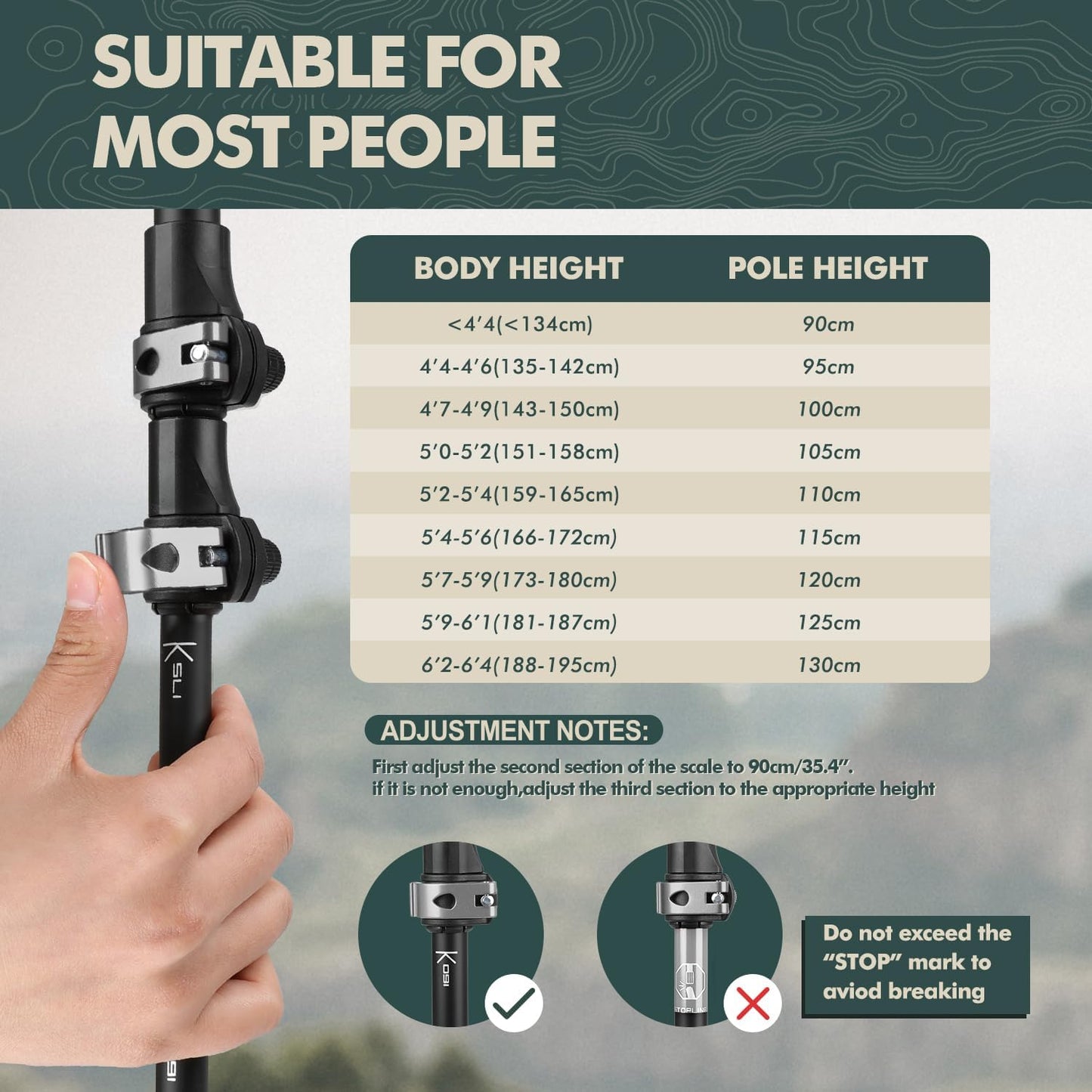 GPTCAMP Walking Sticks,Trekking Poles Collapsible Hiking Poles,Lightweight Folding Travel Walking Pole for Men Women,2pc Adjustable Hiking Stick with EVA Foam Grips for Backpacking