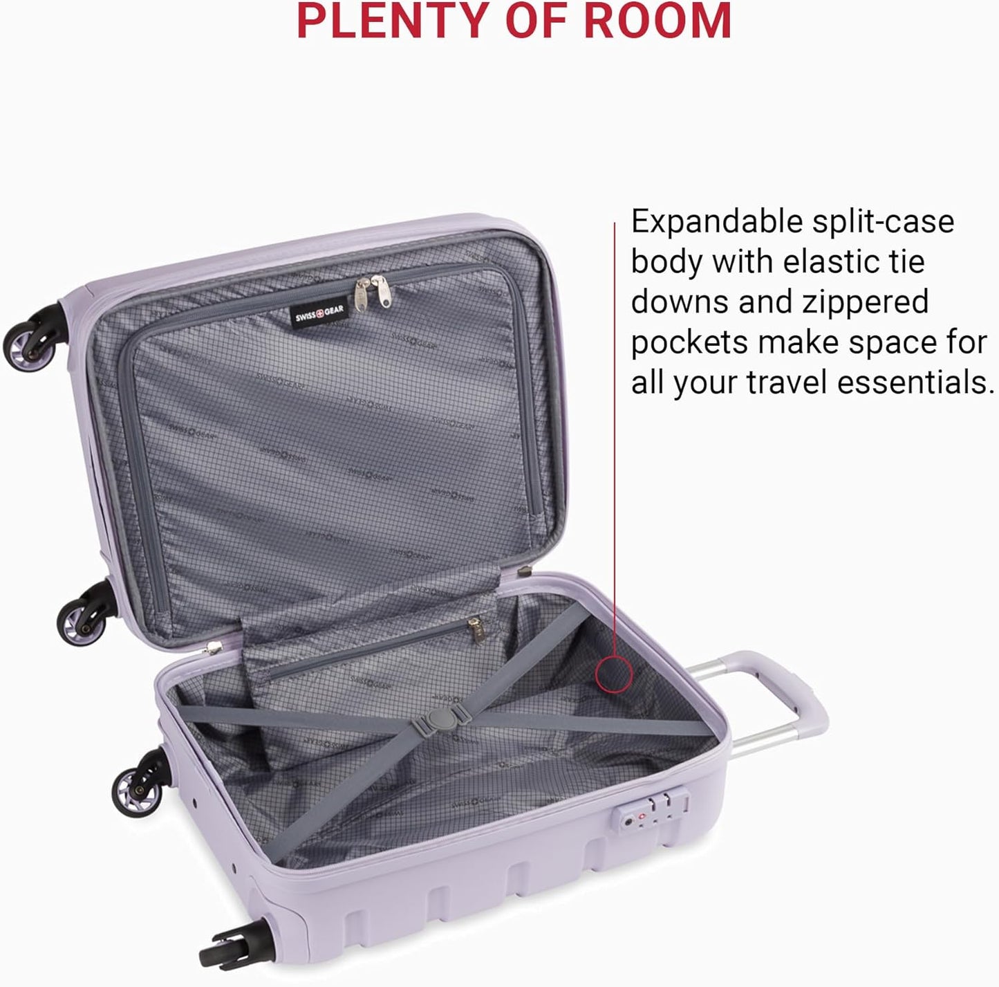 SwissGear 7366 Signature Hardside Expandable Luggage with Spinner Wheels, TSA Lock, Cup-Holder, Evening Haze, Carry-On 19-Inch