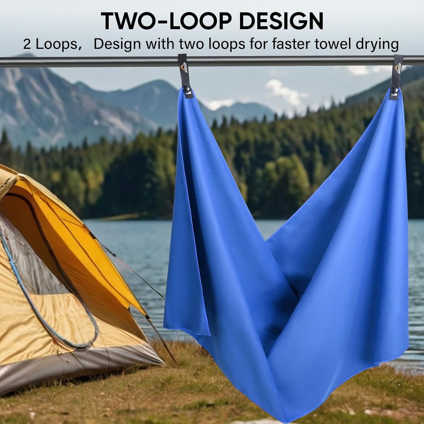 APEXUP Microfiber Travel Towel, Ultra Absorbent Quick Dry Towels, Lightweight Gym Sports Camping Towel for Workout, Yoga, Beach, Shower, Swimming (48"×24", Dark Blue)