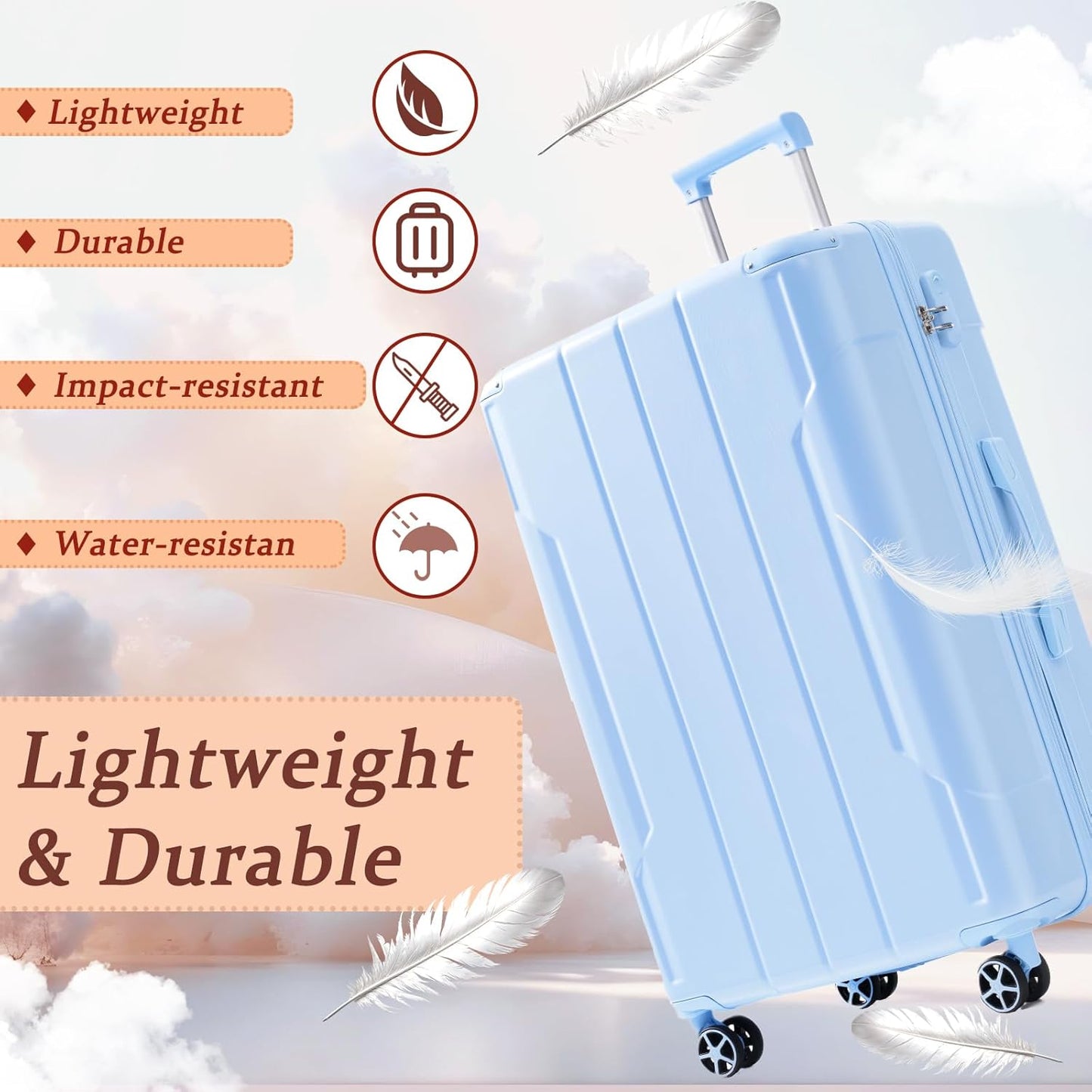 Merax 24 Inch Expandable Checked Luggage, Hardshell ABS Medium Suitcase with Spinner Wheels, TSA Lock, Lightweight Travel Suitcase for Long Trips and Vacations