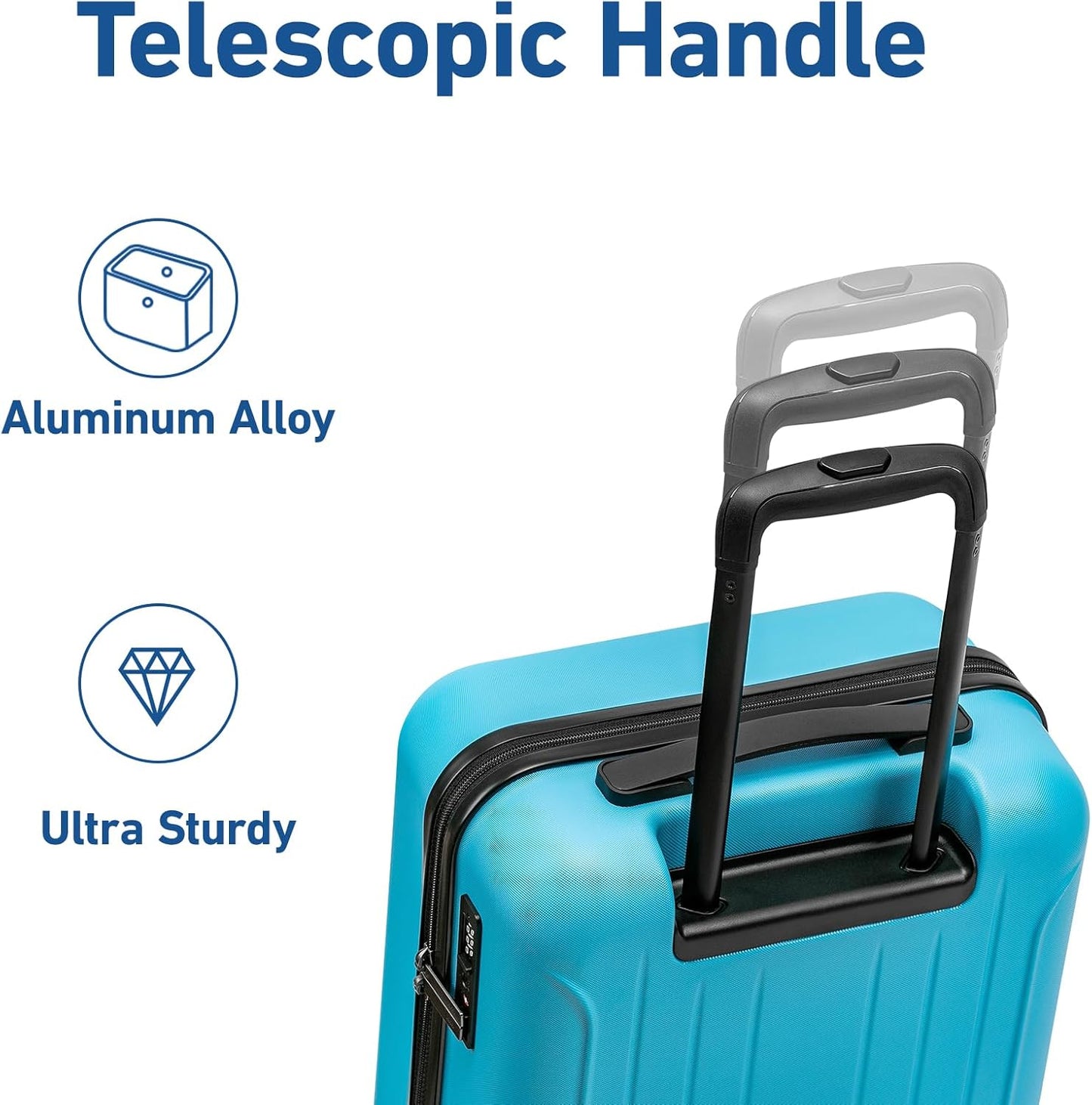 KYME Carry on luggage 22x14x9 Airline Approved Suitcase Hardshell With Double Spinner Wheels, PC+ABS TSA Lock Travel Luggage (Ocean Blue, 20" Carry On)