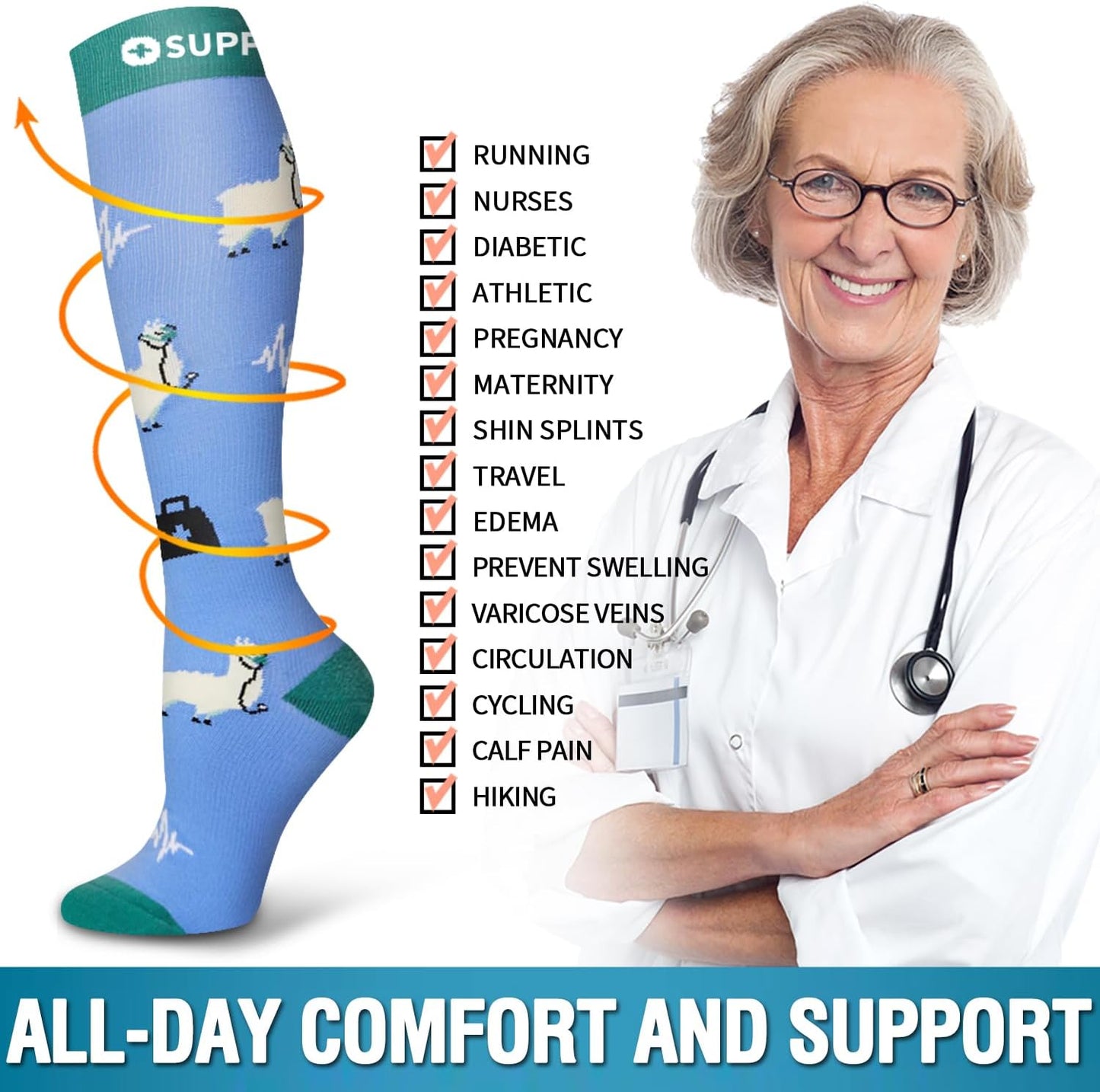 6 Pack Copper Compression Socks for Women and Men Circulation-Best Support for Medical, Running,Nursing,Athletic