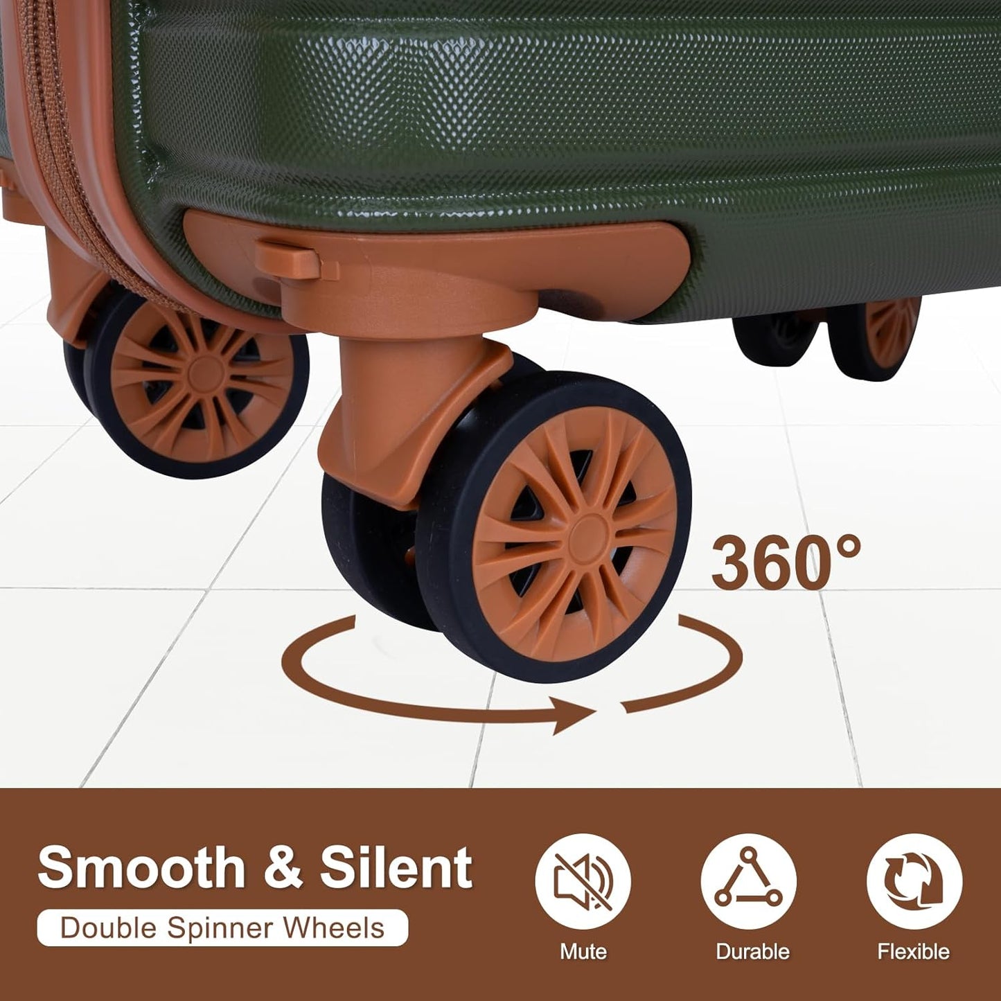 Romswi 3-Piece Luggage Set 22/24/28 Inch, Expandable Hardshell Suitcases with TSA Lock, Lightweight PC+ABS Spinner Wheel Checked & Carry On Luggage, Olive Green