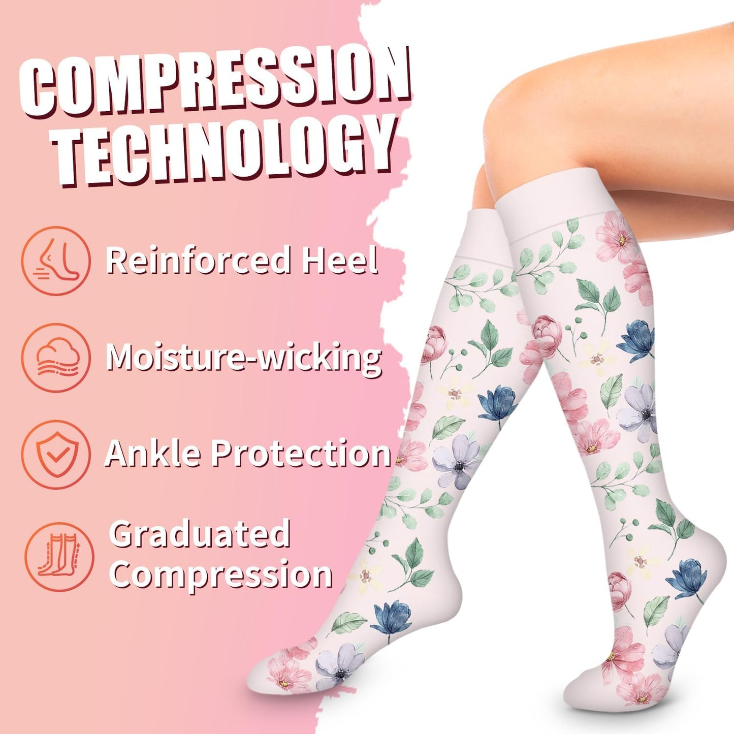 Bluemaple Compression Socks for Women & Men Circulation (6 Pairs) 15-20 mmHg is Best Support for Athletic Running Cycling