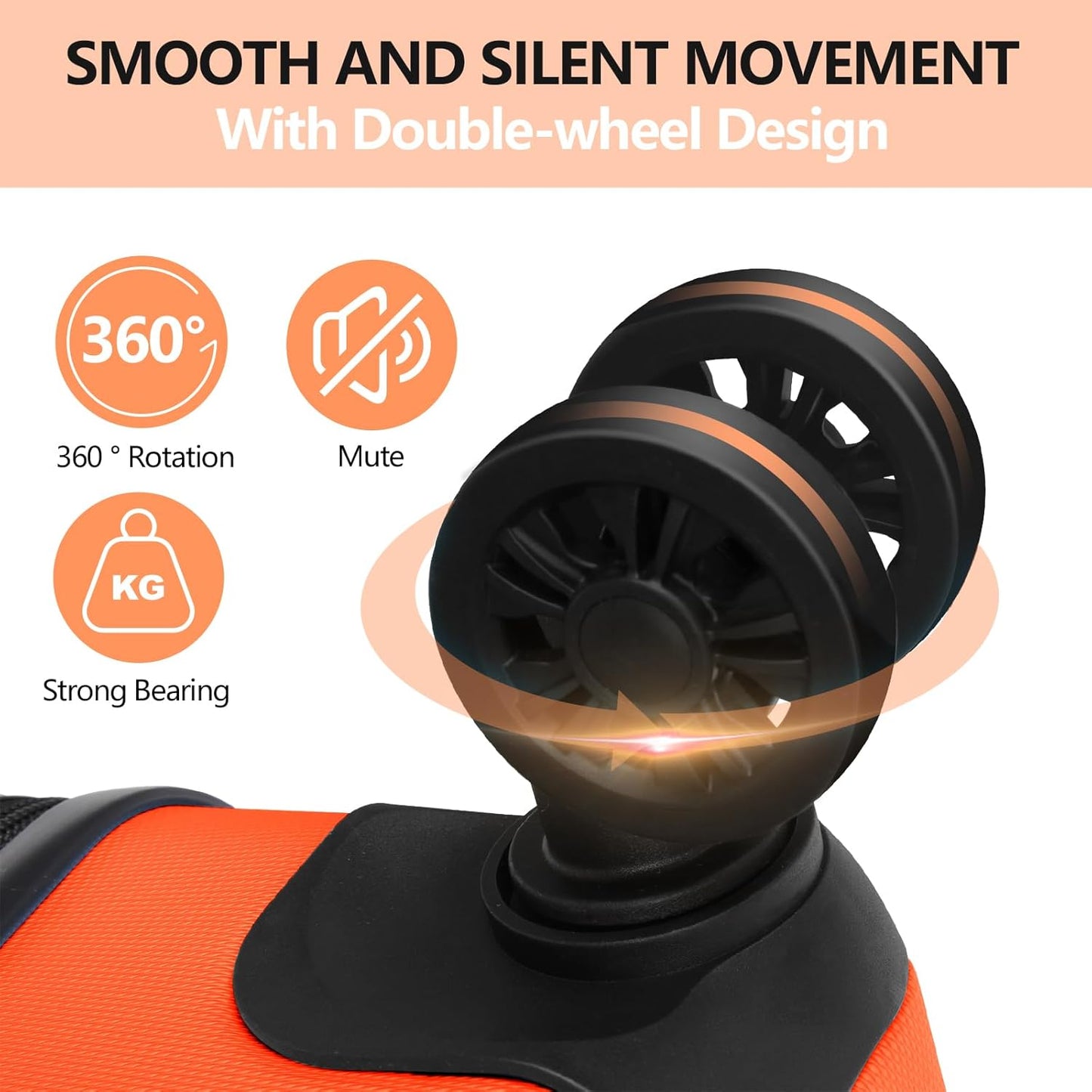 AnyZip Luggage PC ABS Hardside Lightweight Suitcase with 4 Universal Wheels TSA Lock Checked-Medium 24 Inch Orange