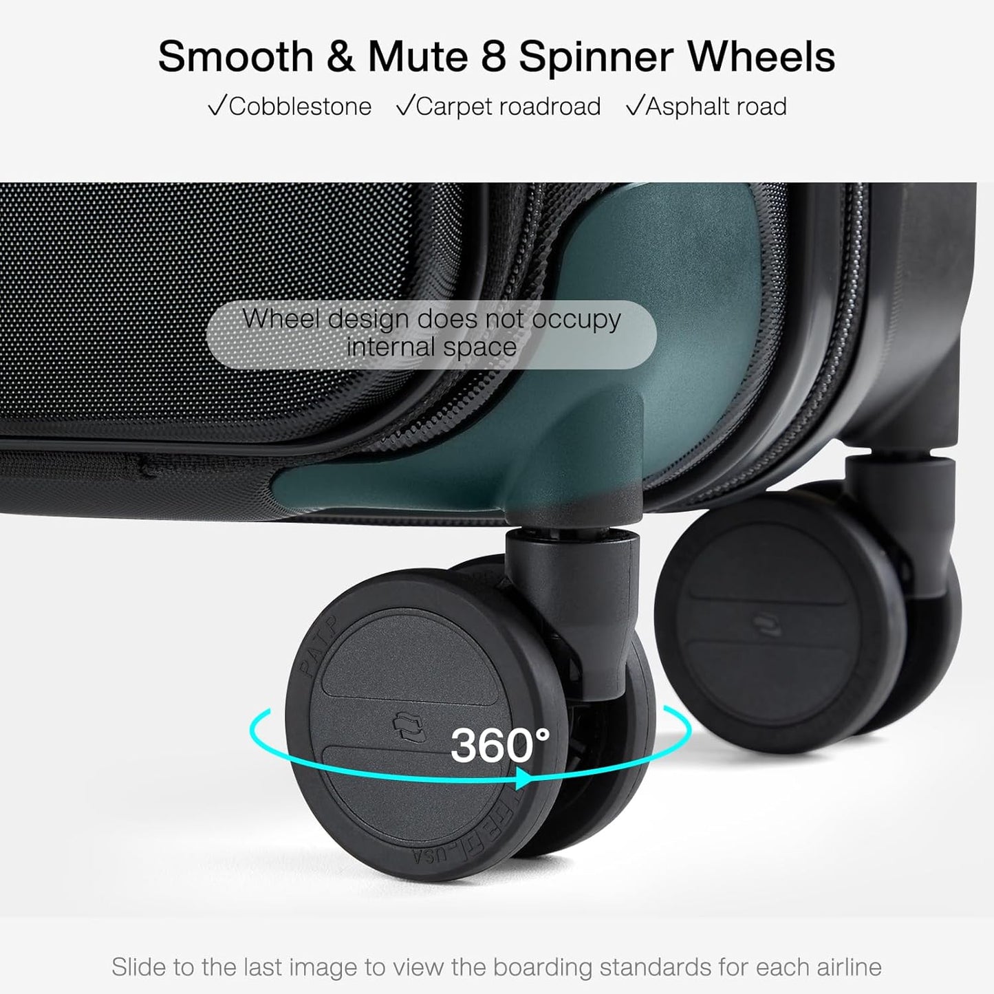 Hanke Grace Carry On Luggage with Wheels Airline Approved Hard Shell Suitcases with Front Pocket,Top Opening Luggage with TSA Lock for Short Business Travel, Jet Black.