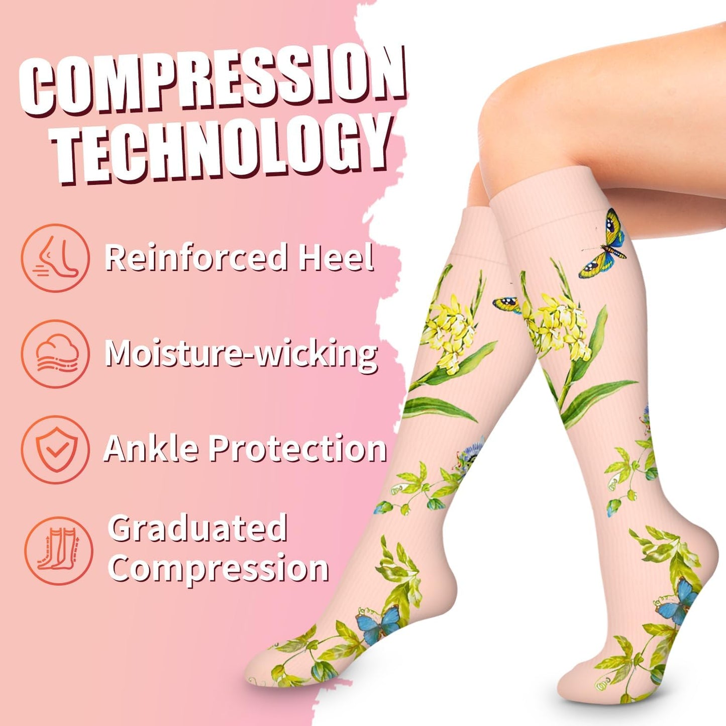 Bluemaple Compression Socks for Women & Men Circulation (6 Pairs) 15-20 mmHg is Best Support for Athletic Running Cycling