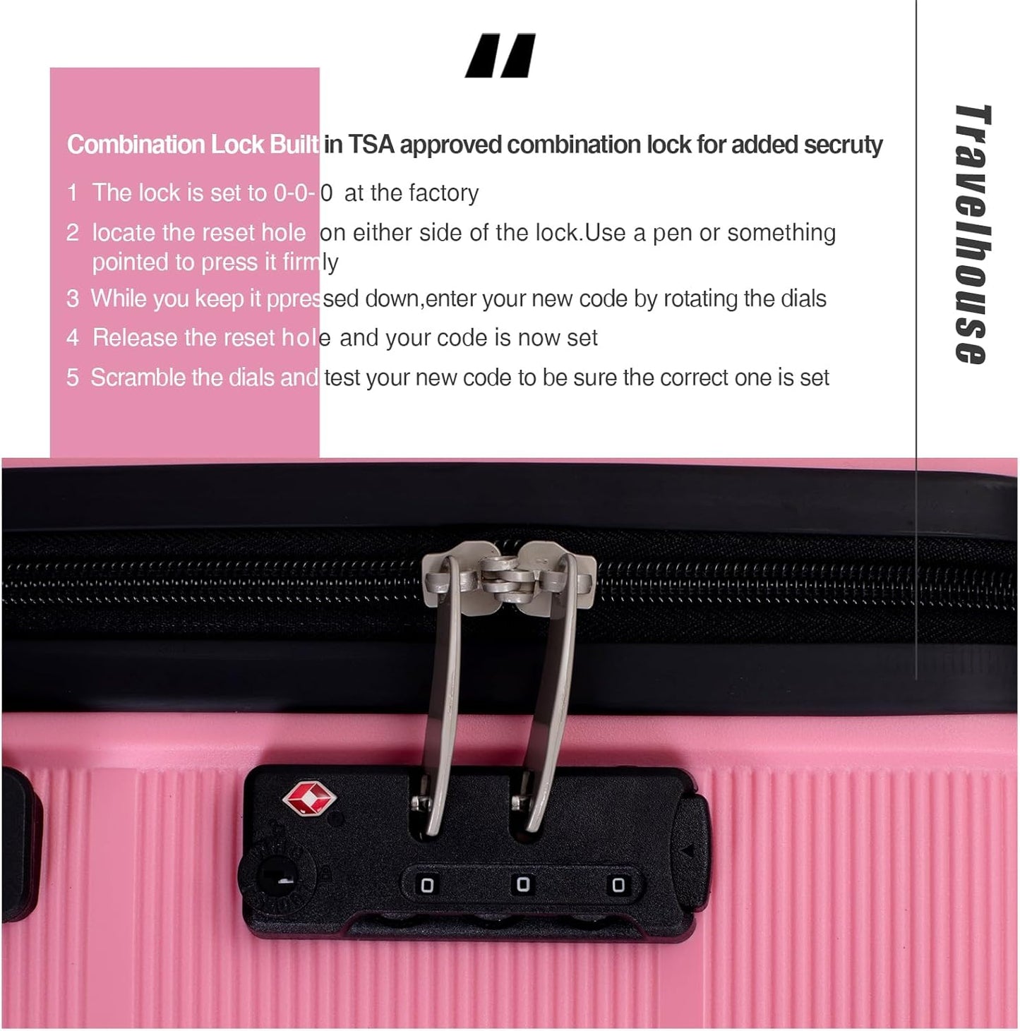 Luggage 3 Piece Sets Suitcase Set with Double Spinner Wheels, Lightweight Carry On Hardside Travel Luggage with TSA Lock, (20/24/28) (Pink)