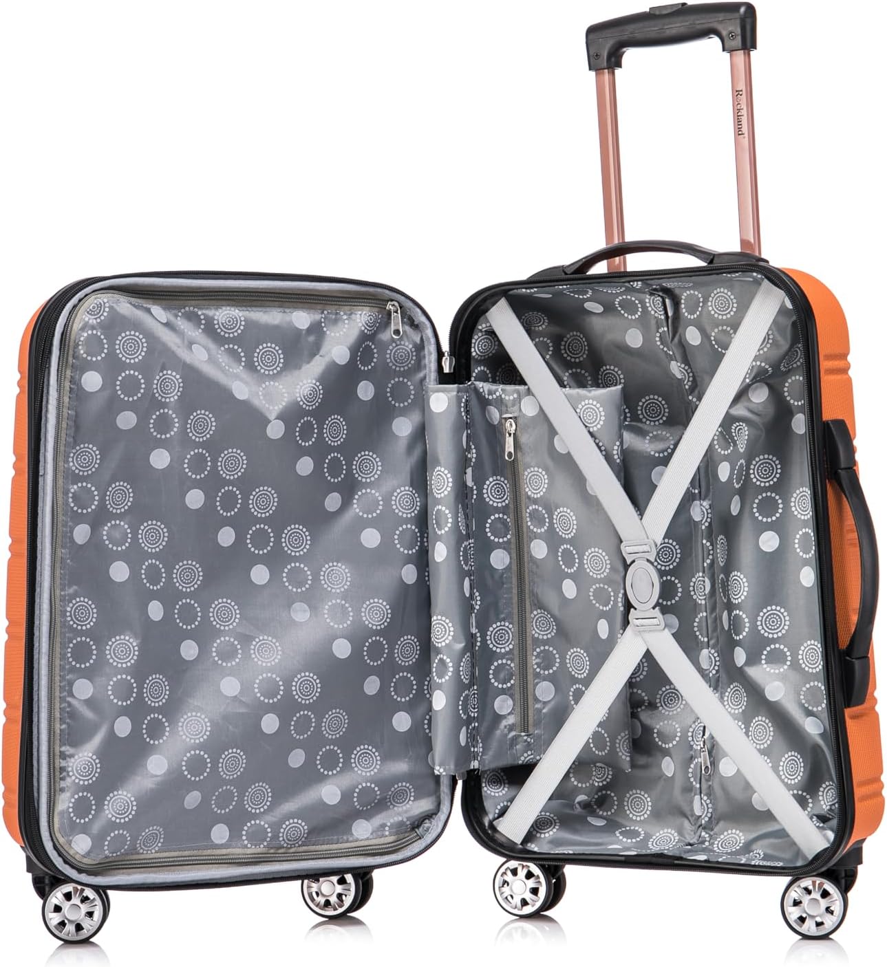 Rockland Melbourne Hardside Expandable Spinner Wheel Luggage Set, Orange, Carry-On 20-Inch and Tote 14-Inch