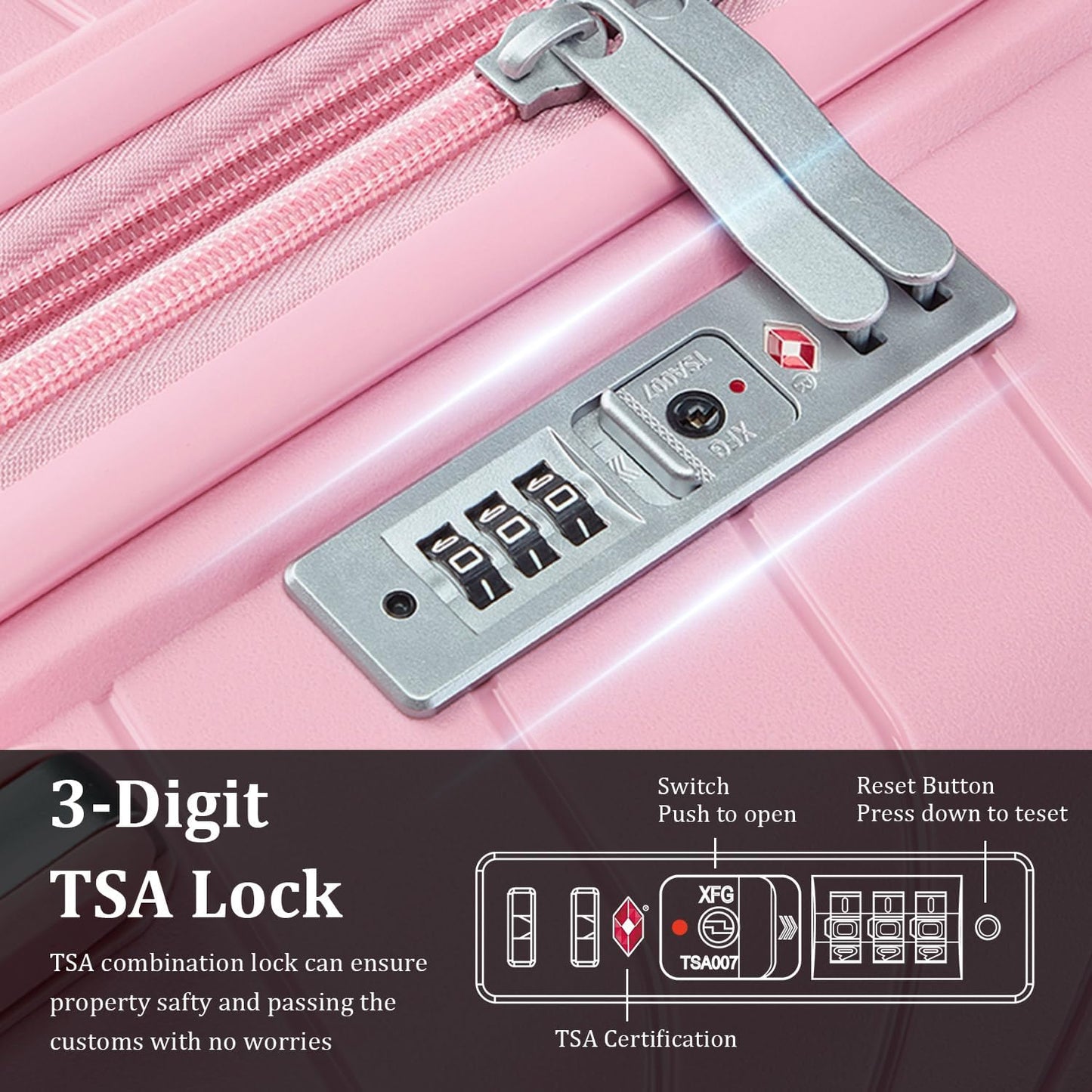 4-Piece Expandable Hardshell Luggage Set with TSA Lock (14/20/24/28) - Lightweight PP Suitcases, 360° Silent Spinner Wheels and Durable 100LB Handle for Air Travel (D# Pink)