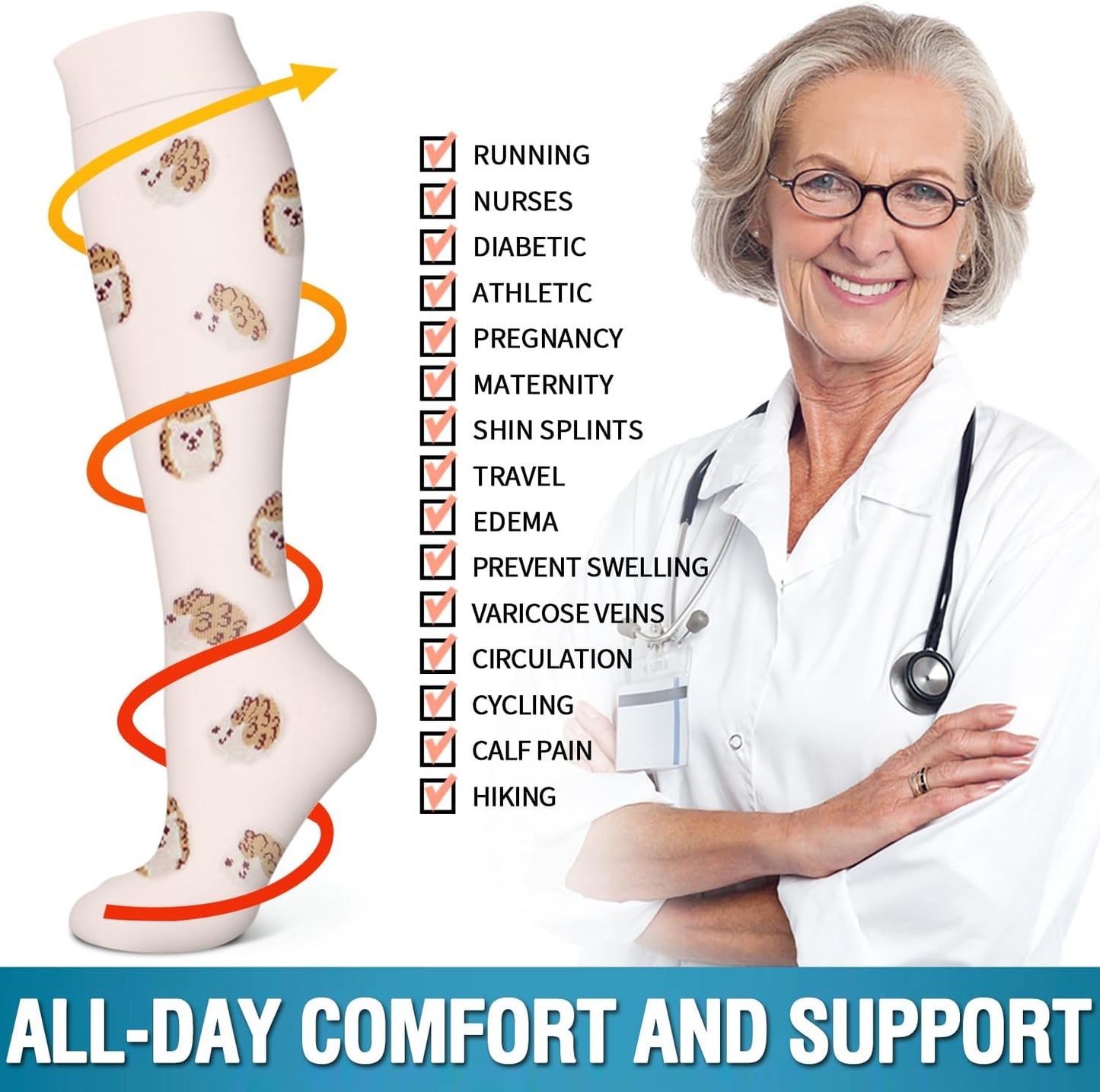 6 Pack Copper Compression Socks for Women and Men Circulation-Best Support for Medical, Running,Nursing,Athletic