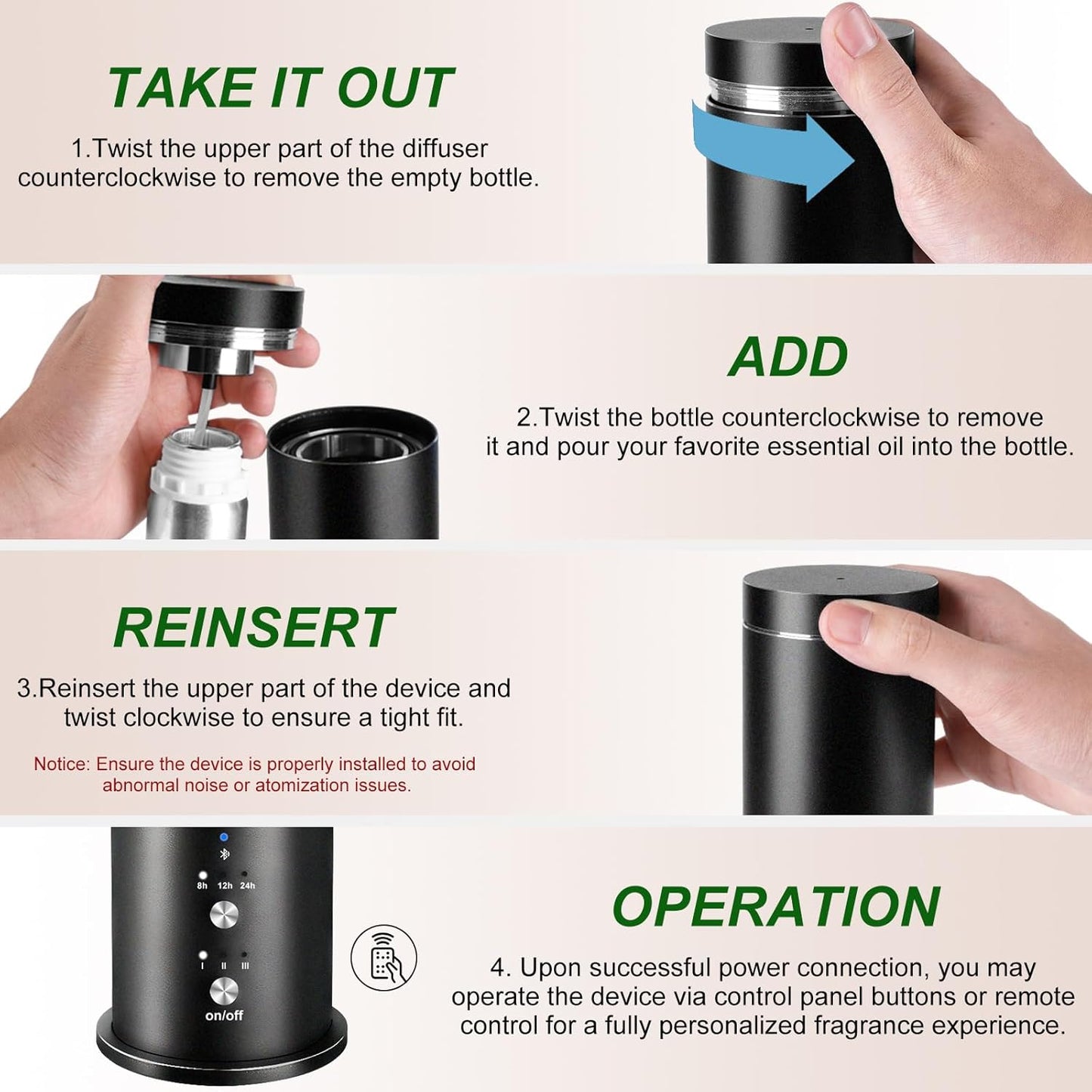 Waterless Essential Oil Diffuser Large Room Scent Diffuser for Home, Office, Hotel and Spas - Aromatherapy Diffuser Fragrance Oil Machine, Remote Control, Timer, Black