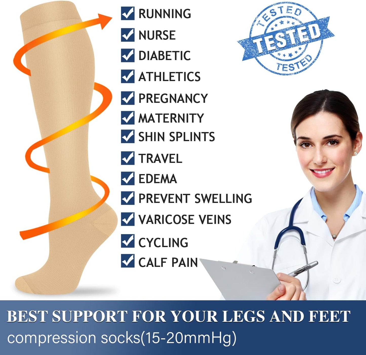 Compression Socks for Women and Men Circulation (3 Pairs) is Best Support for Running Athletic Cycling Hiking